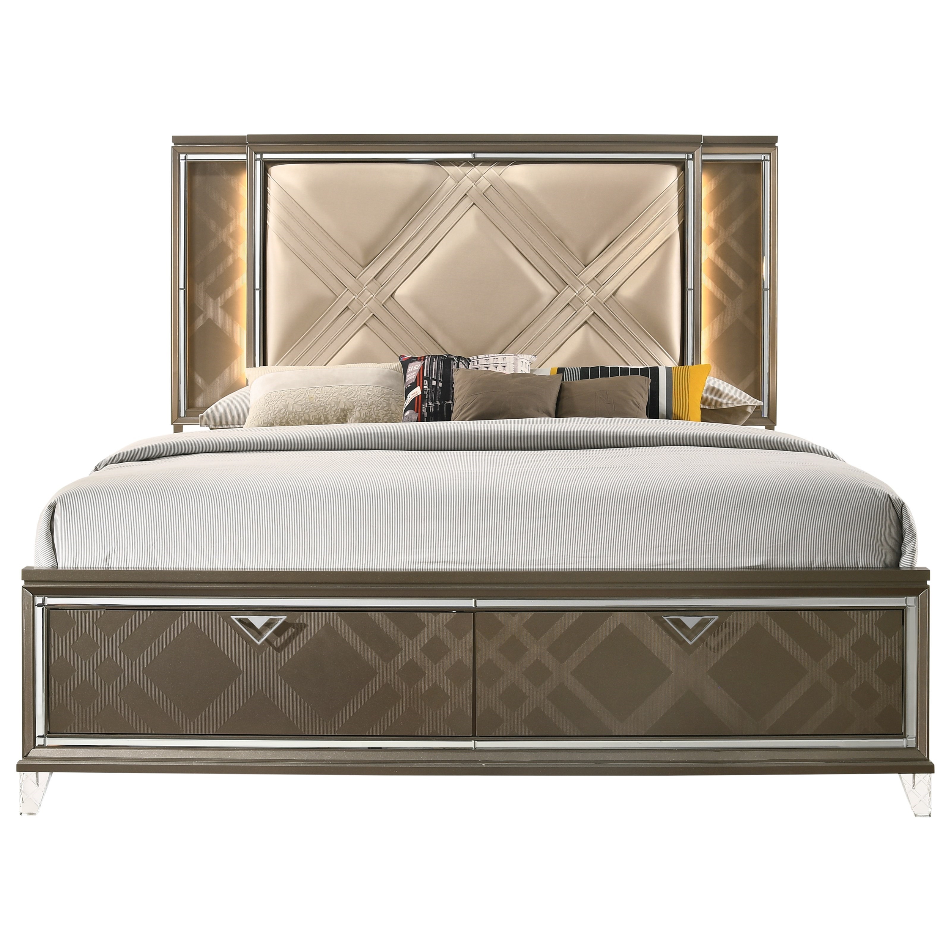 Acme Furniture Skylar King Bed (Storage & LED) Value City Furniture