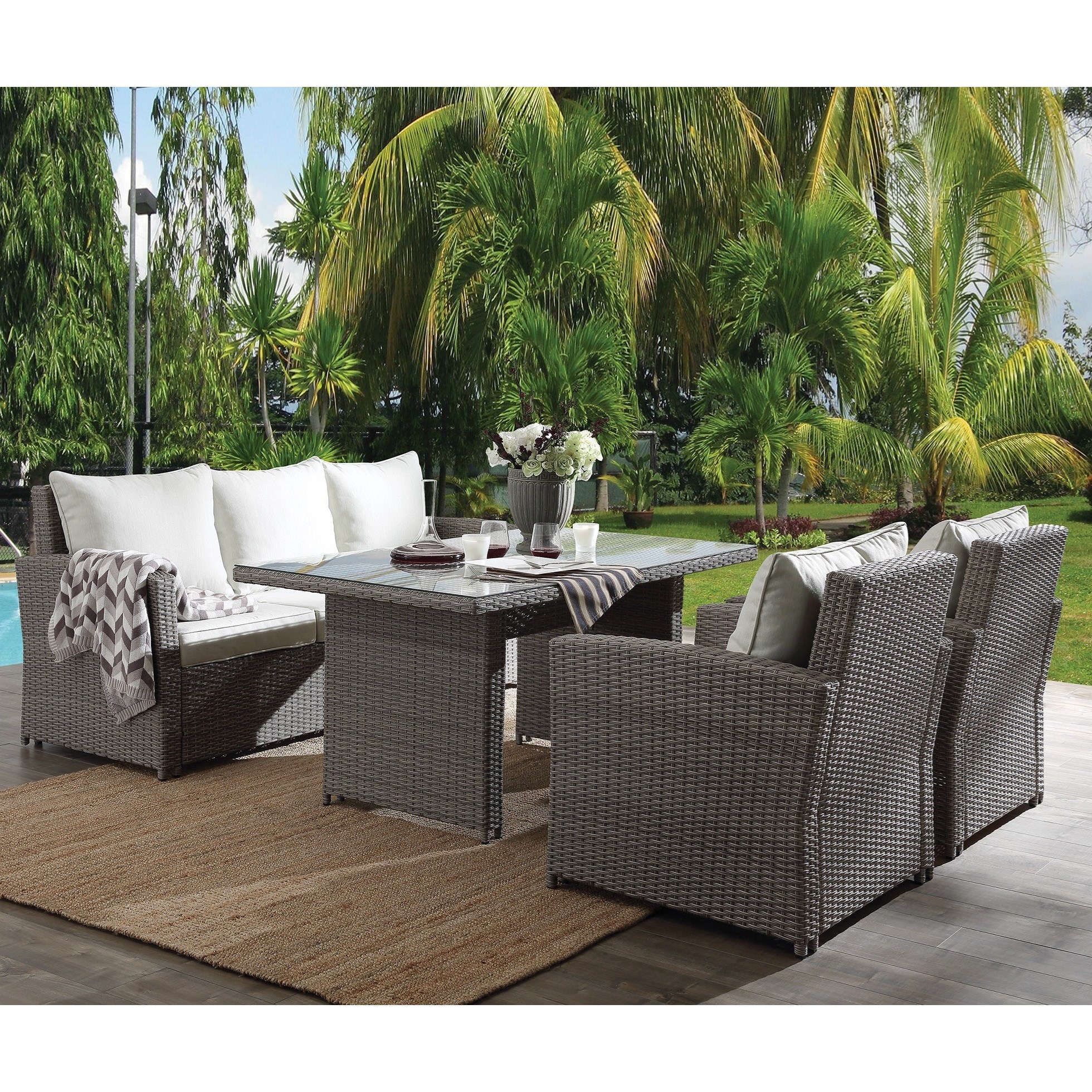 Acme Furniture Tahan Casual 4Piece Outdoor Dining Set Value City