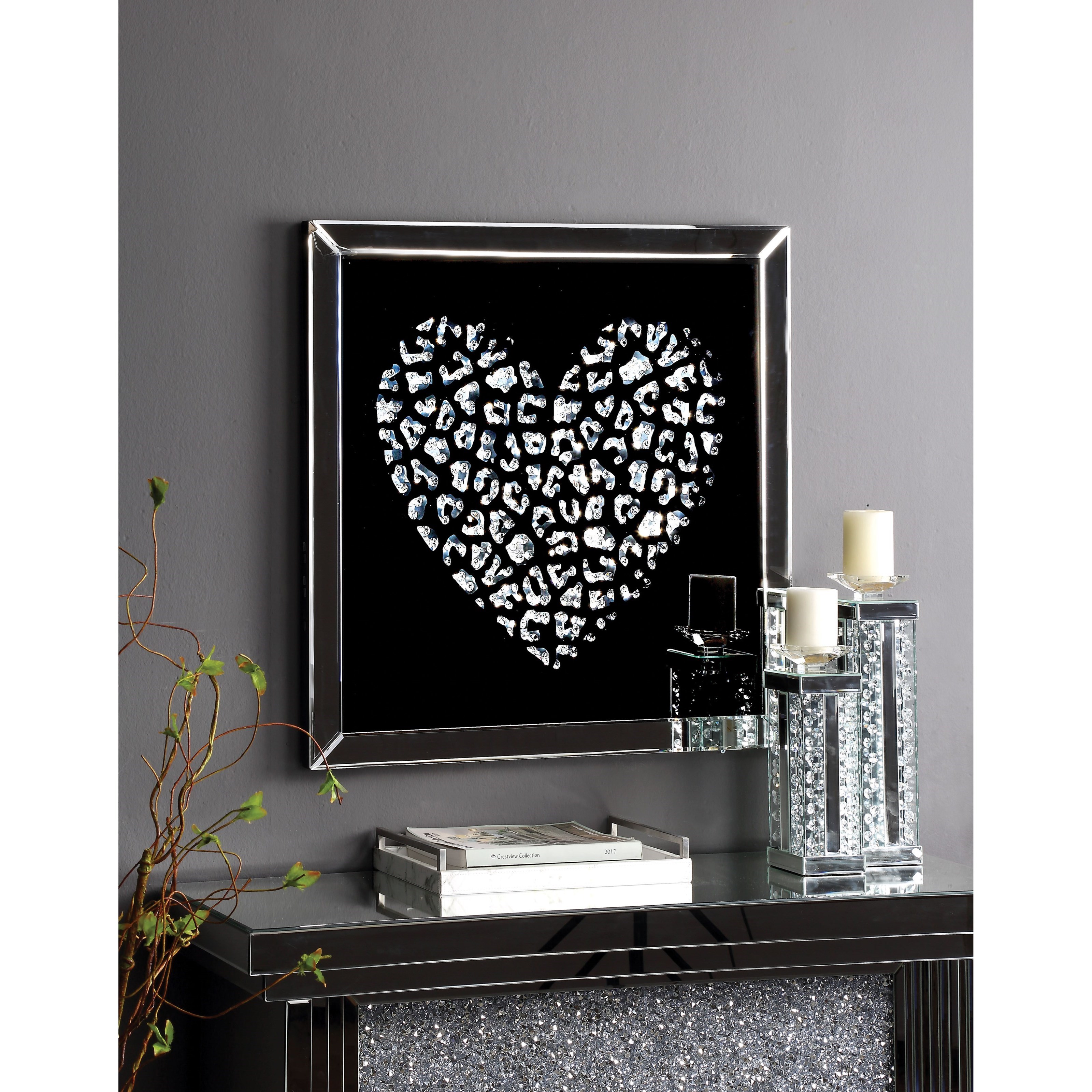 Talisha 24220 HEART MIRRORED WALL ART 7 Day Furniture Prints