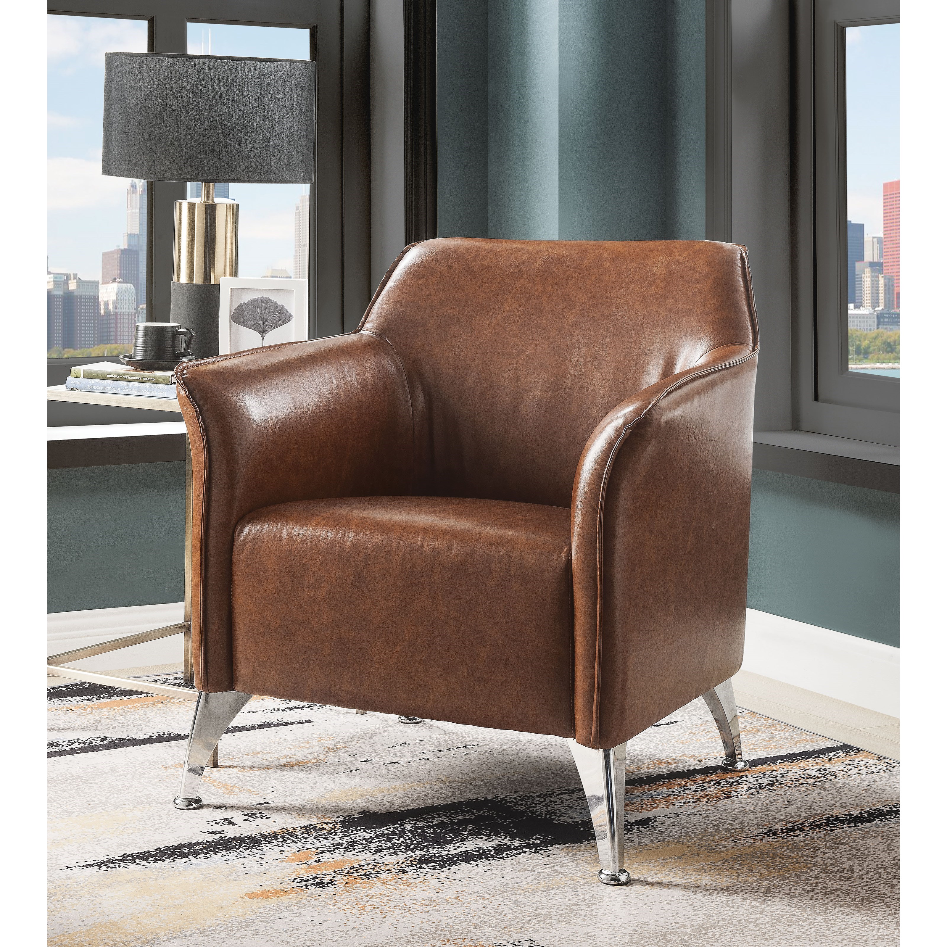 Acme Furniture Teague MidCentury Modern Upholstered Accent Chair with