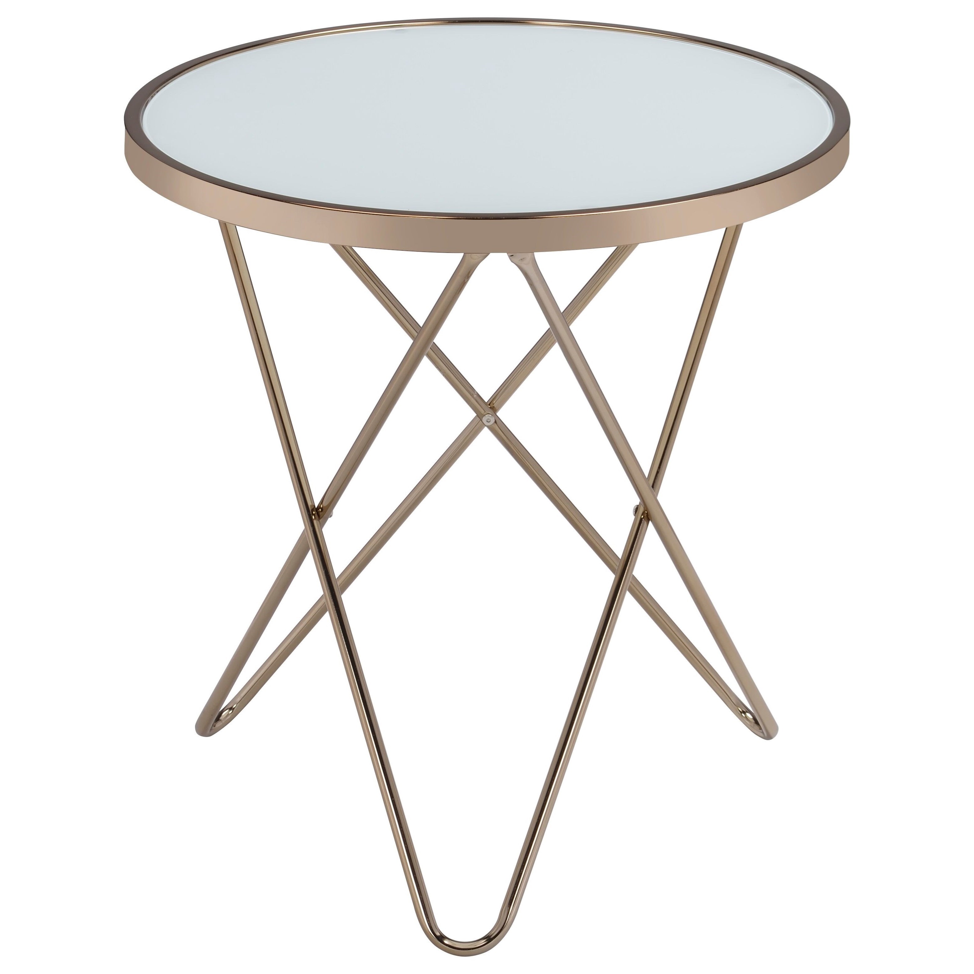 Acme Furniture Valora Contemporary Round End Table with White Frosted
