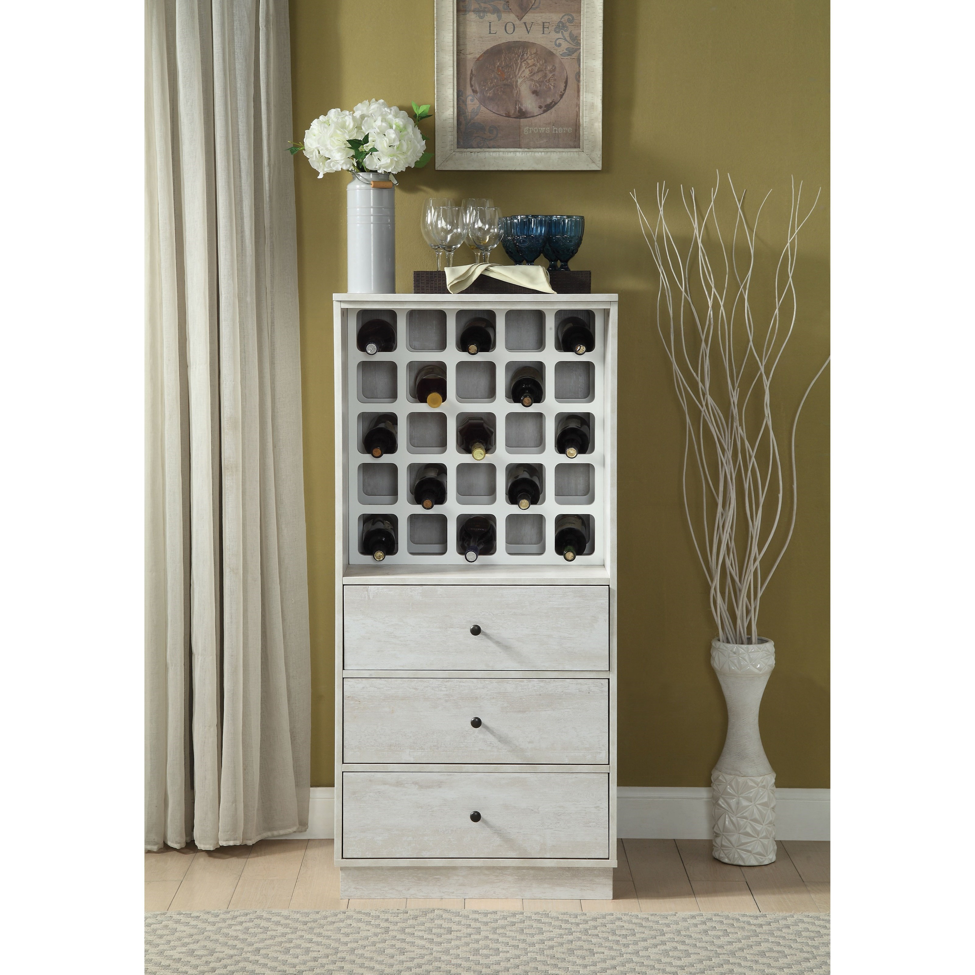 Acme Furniture Wiesta Tall Wine with 3 Drawers Value City