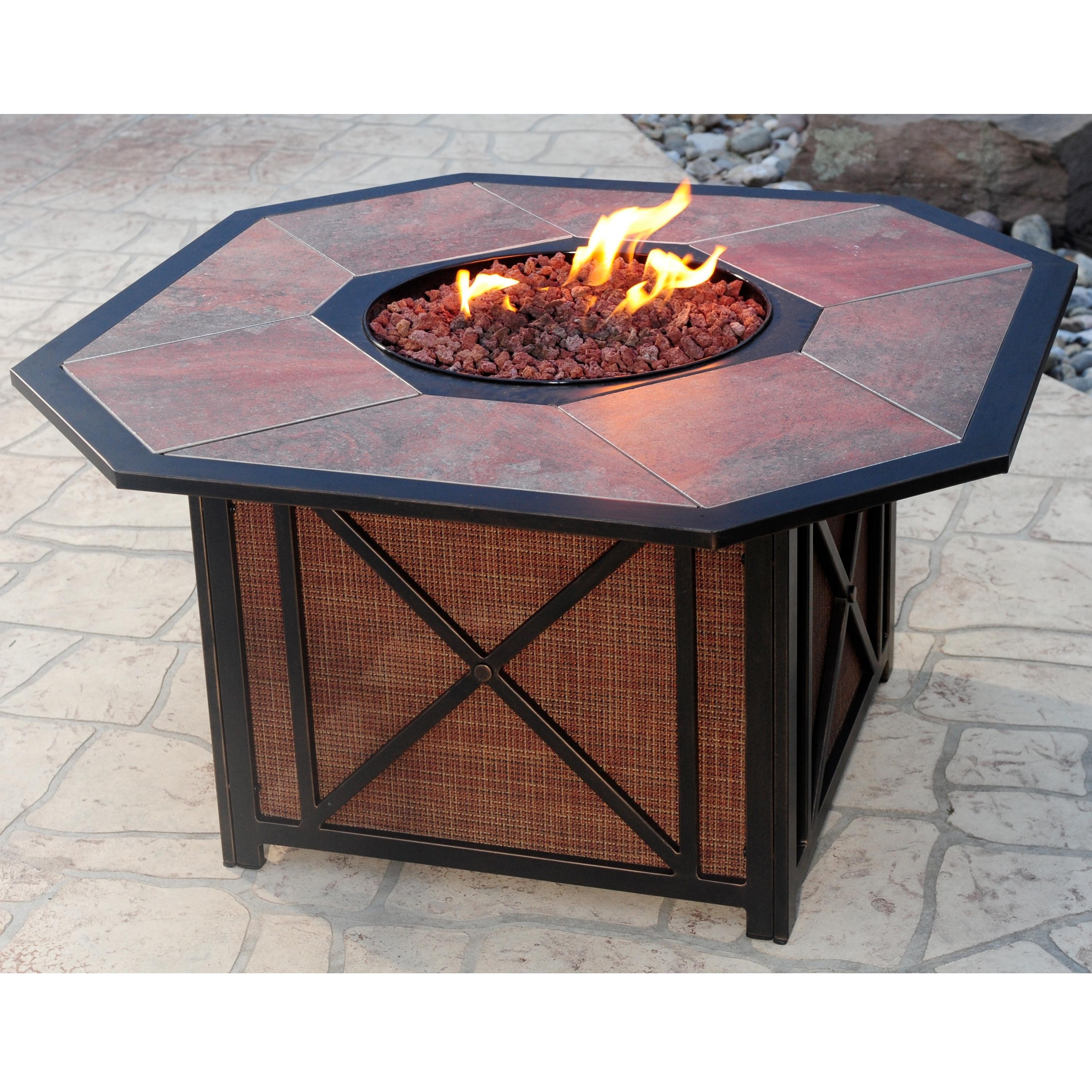 Agio Haywood Aluminum Gas Fire Pit with Inlaid Porcelain Tile Top