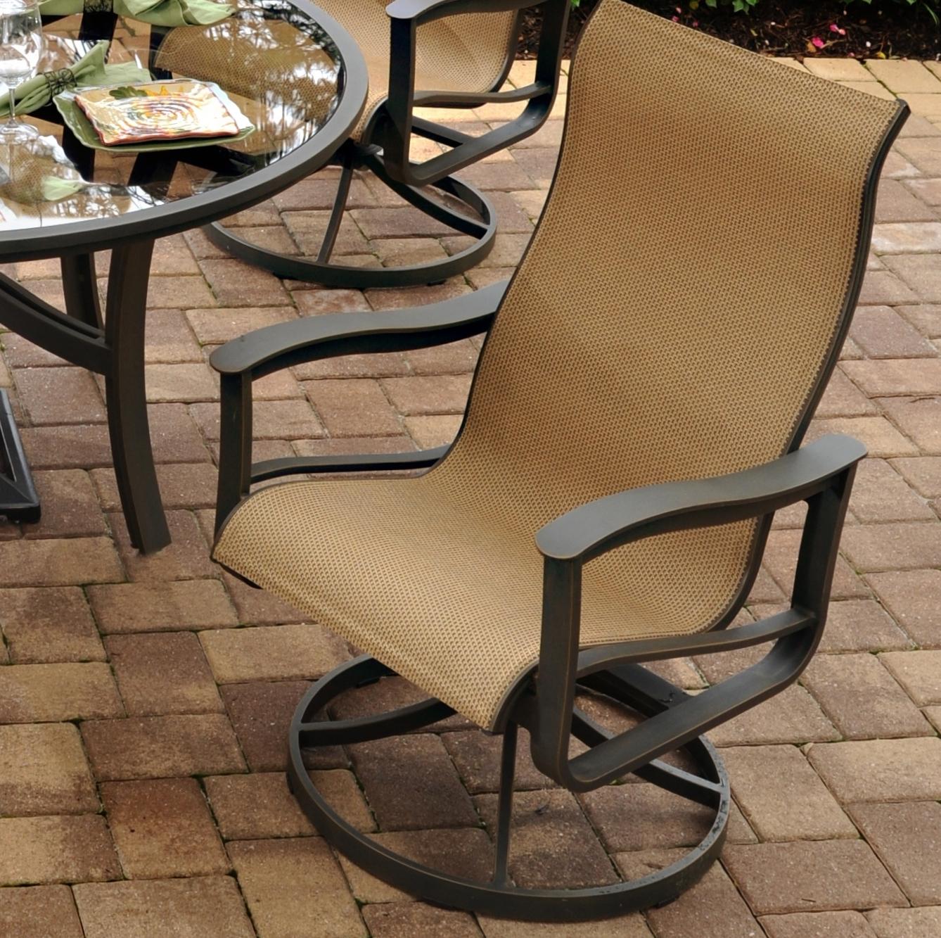 Agio Majorca Outdoor Sling Swivel Rocker with Inserted Woven Sunbrella