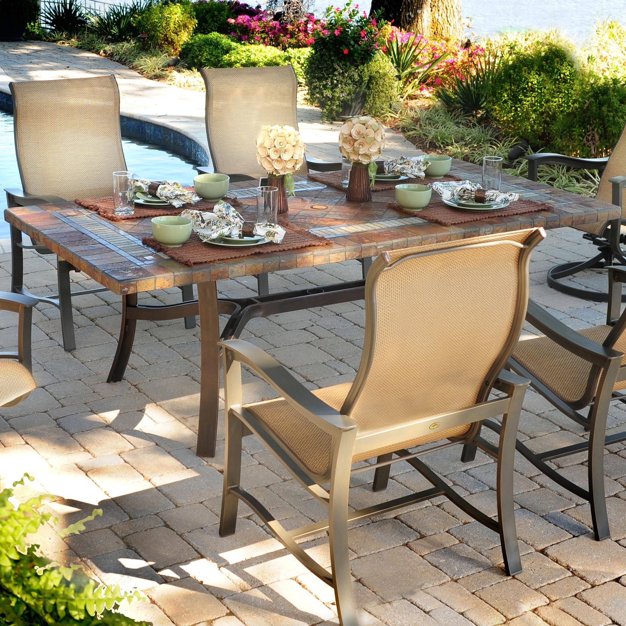 Agio Majorca 7 Piece Outdoor Dining Set with 4 Sling Dining Chairs and