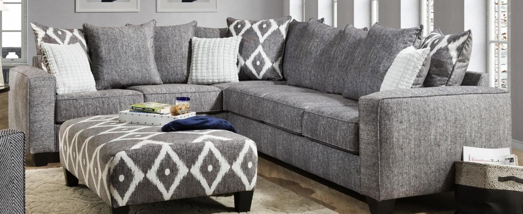 Albany 0464 Contemporary 2 Piece Sectional in Gray Fabric A1