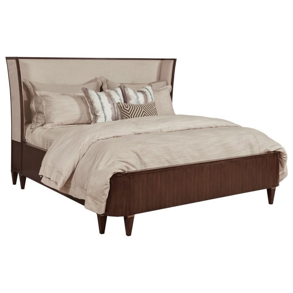 American Drew Vantage Transitional Upholstered Queen Bed with Wingback