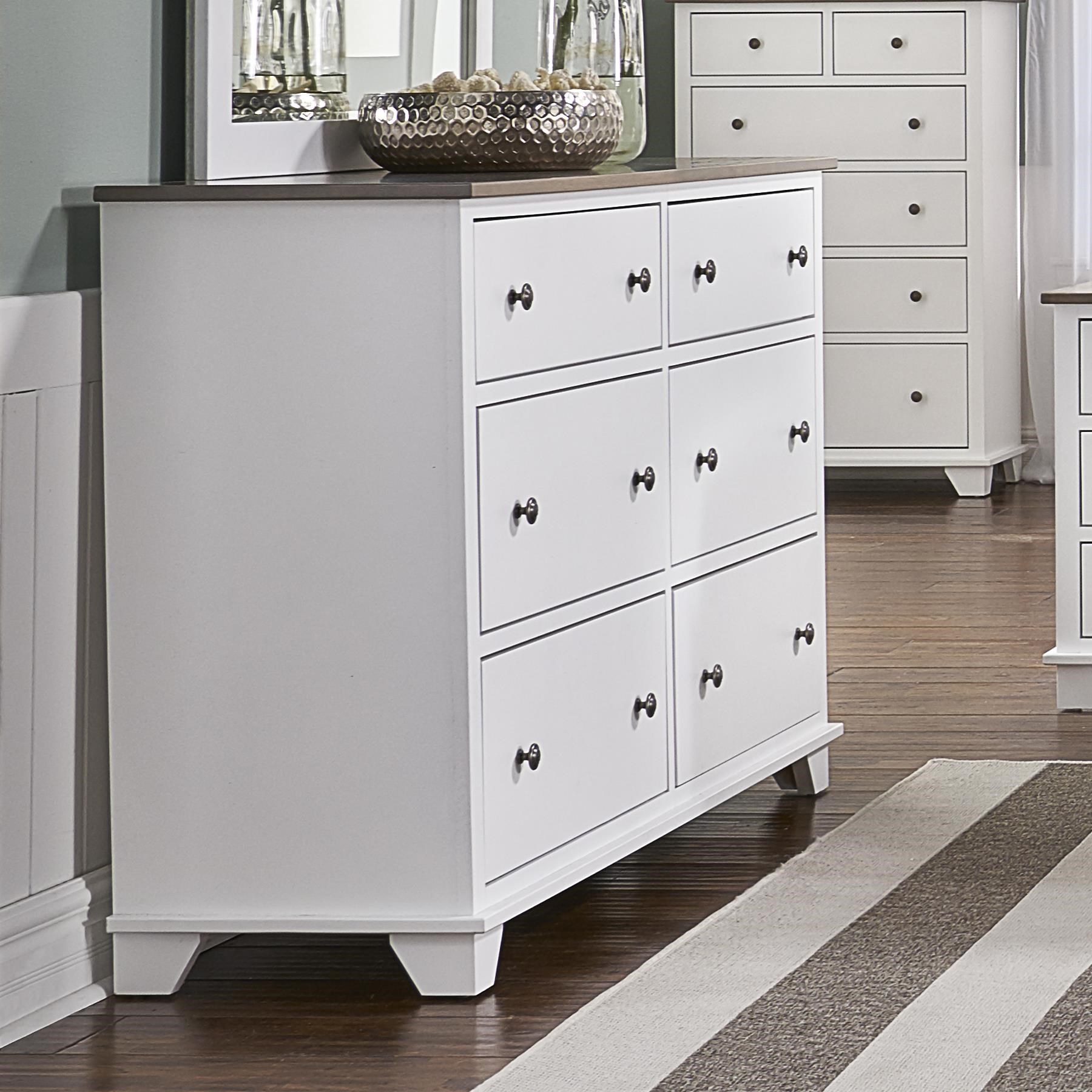 Archbold Furniture Portland 6 Drawer Dresser in 2 Tone Finish Belfort