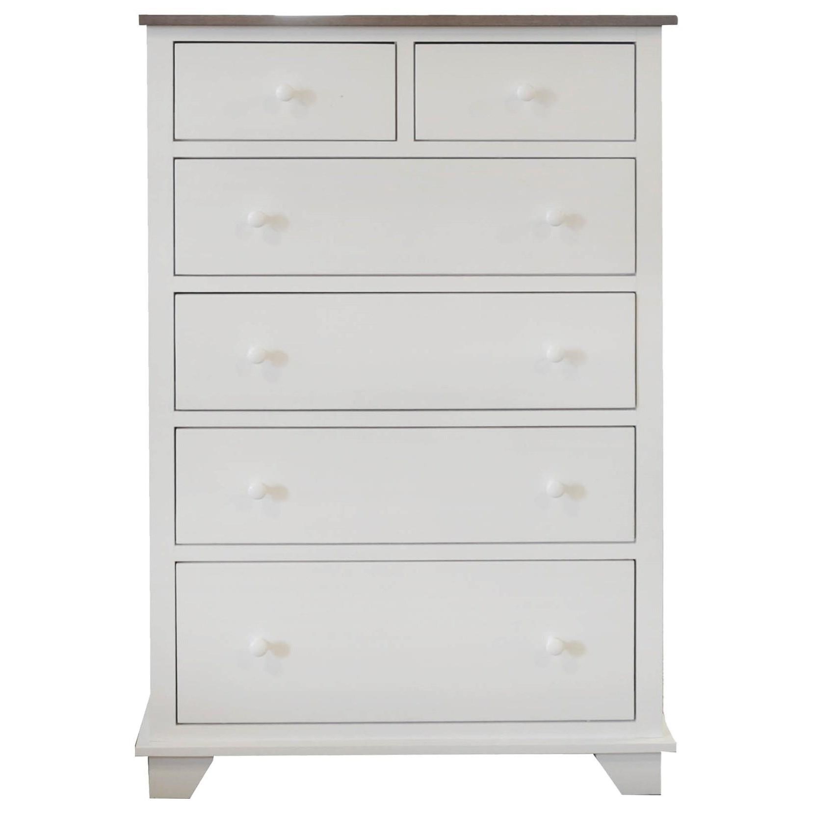Archbold Furniture Portland 6 Drawer Chest in 2 Tone Finish with 2 Deep Drawers Johnny Janosik