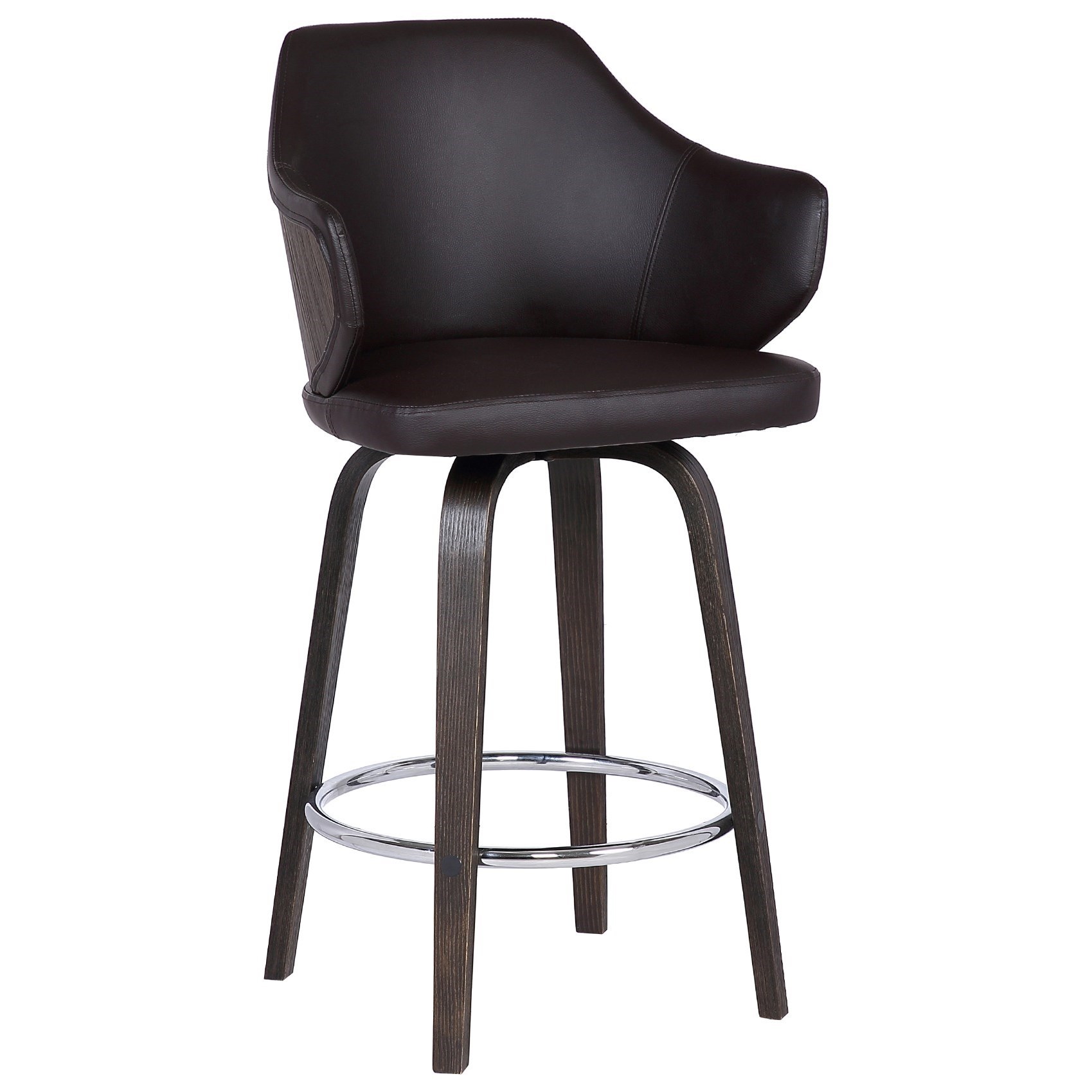 Camden 30" MidCentury Brown Faux Leather Bar Stool Sadler's Home