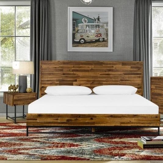 Cusco SETCUBDKG3A 3 Piece Acacia King Bed and Nightstands Bedroom Set