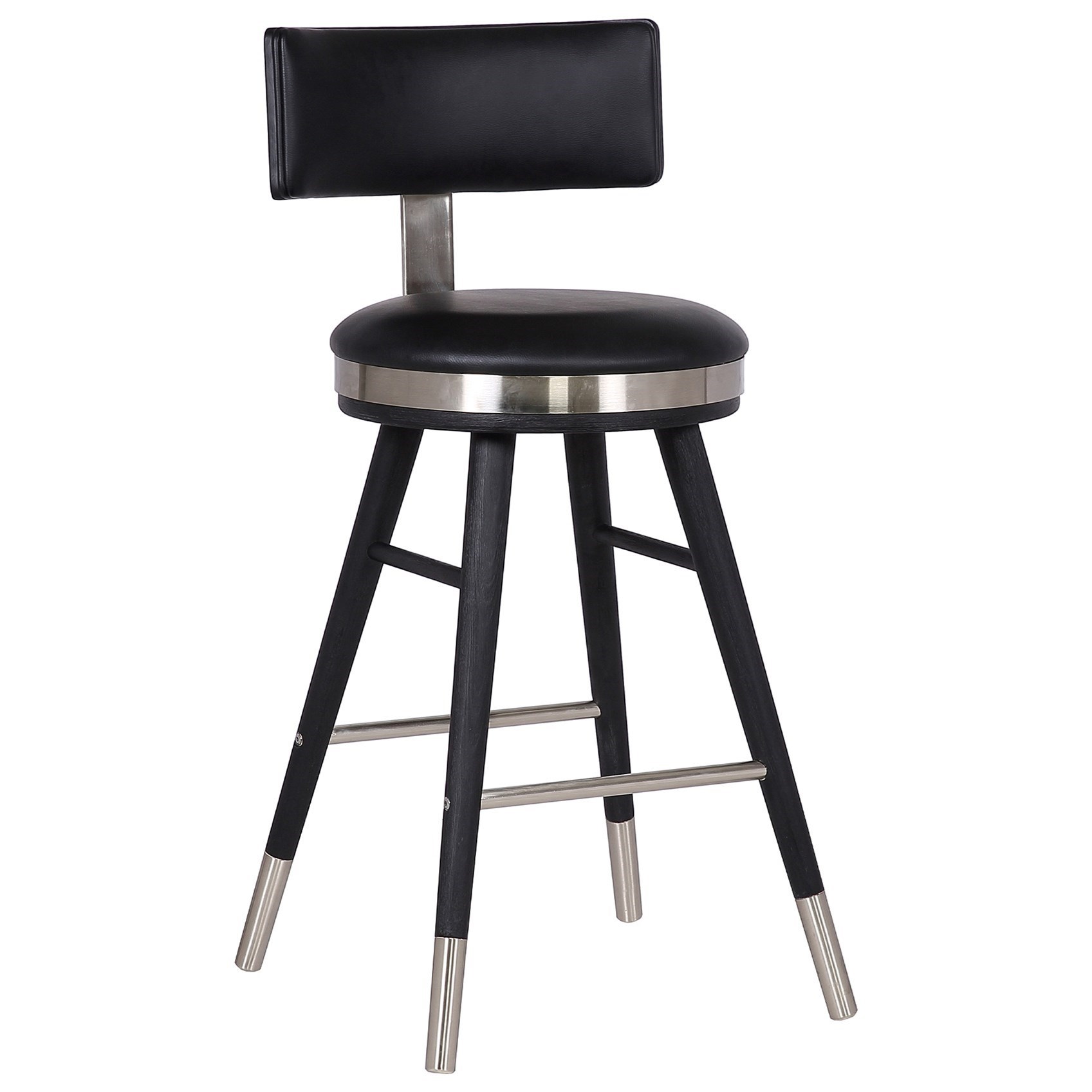 Grace Modern 26" Black Faux Leather Bar Stool Sadler's Home