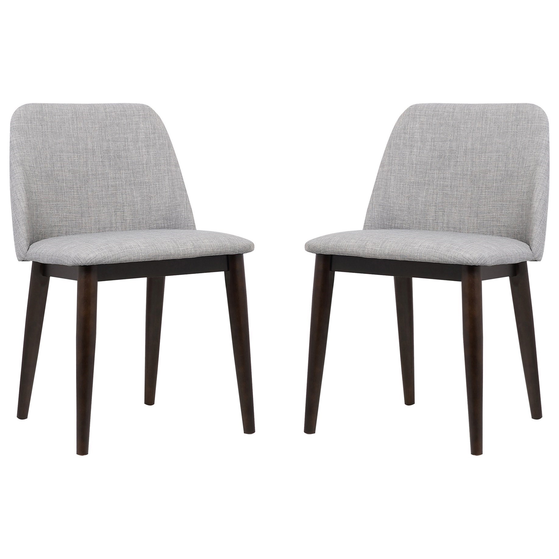 Horizon Contemporary Dining Chair in Light Gray Fabric with Brown Wood