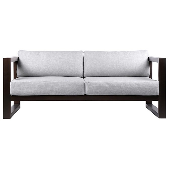 Paradise LCPRSOLADK Outdoor Patio Solid Eucalyptus Wood Sofa with Light Gray Fabric Sadler's