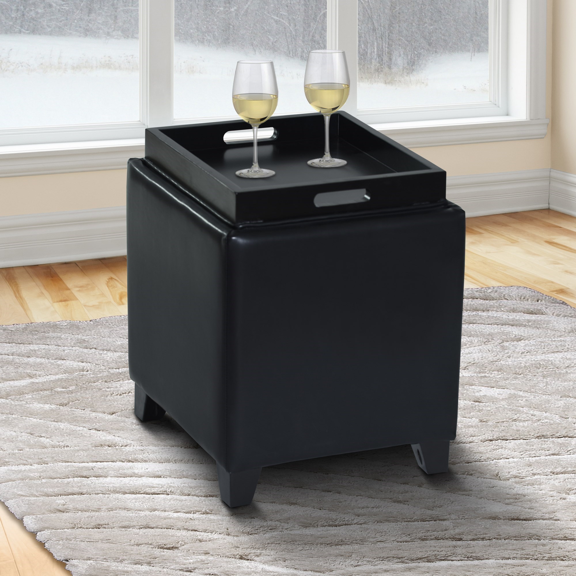 Rainbow Contemporary Lift Top Storage Ottoman With Tray Sadler's Home