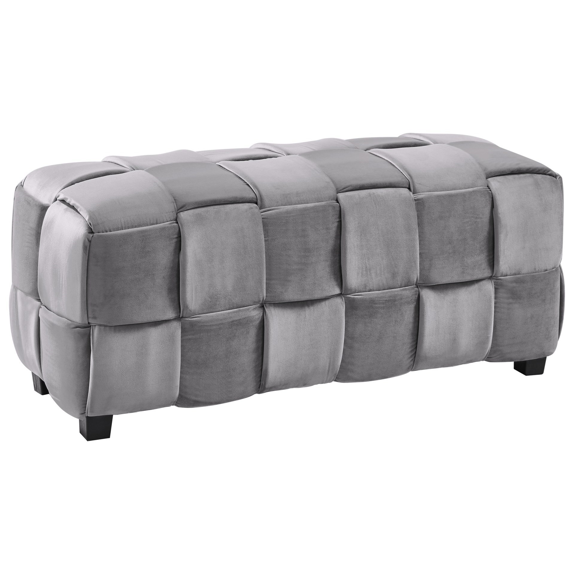 Raven LCRVOTGRAY Contemporary Long Ottoman with Velvet Upholstery and