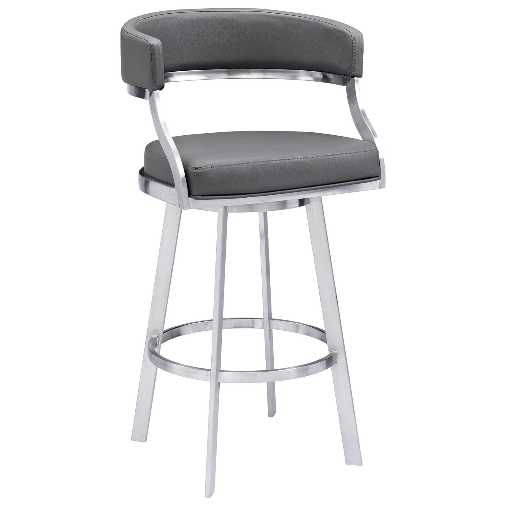 Armen Living Saturn Modern 26" Counter Height Barstool in Brushed