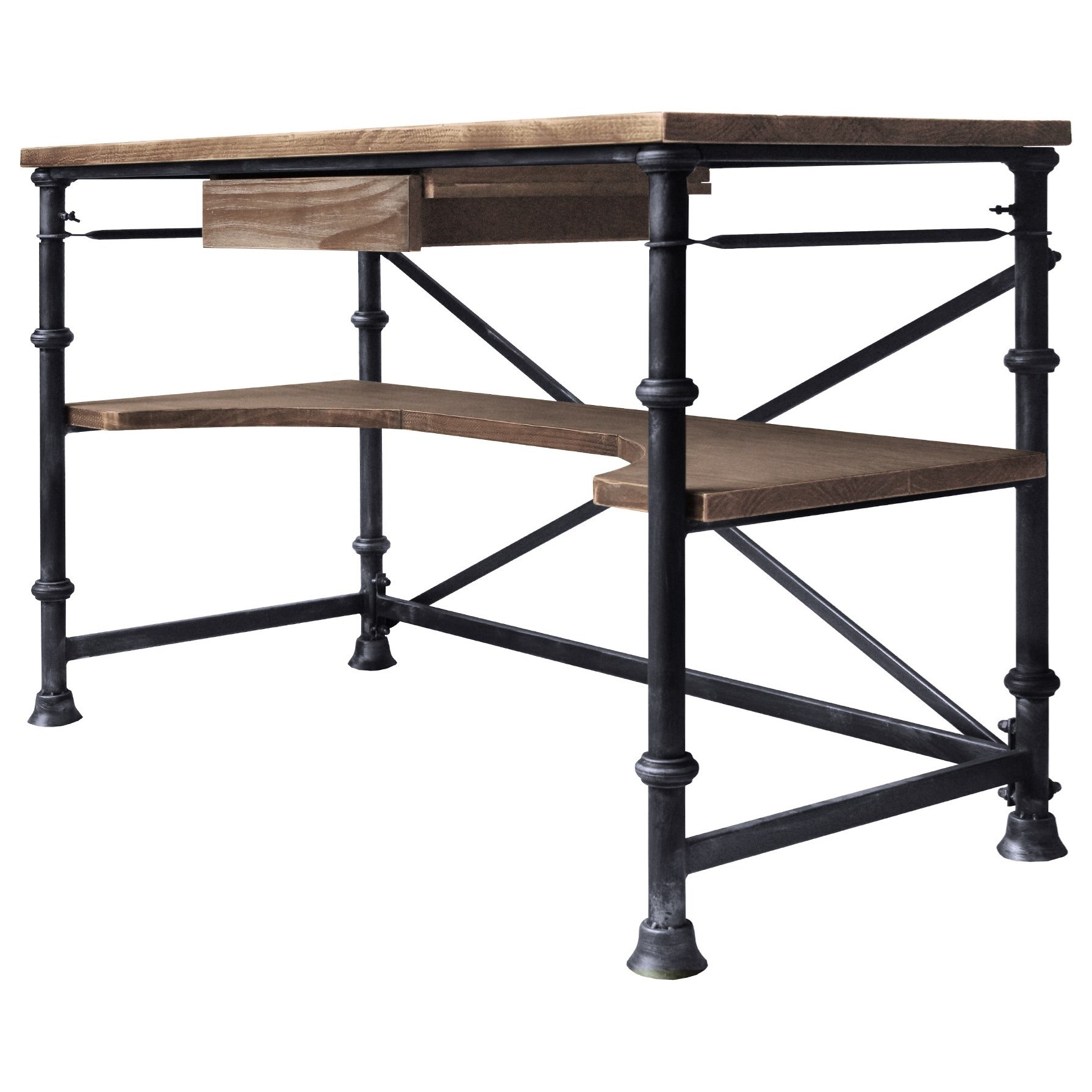 Theo LCTHDESBPI Industrial Desk in Industrial Grey with Pine Wood Top Sadler's Home