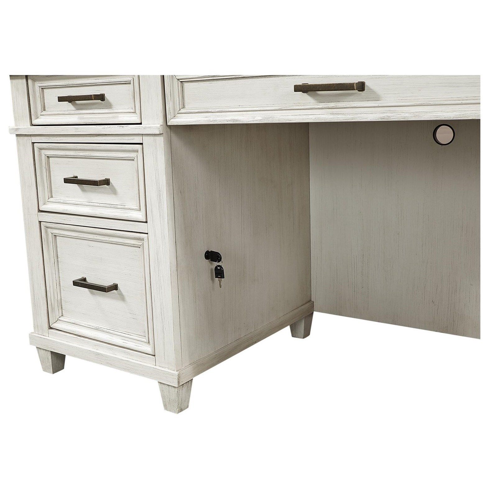 Aspenhome Caraway Casual Credenza Desk and Hutch with Adjustable