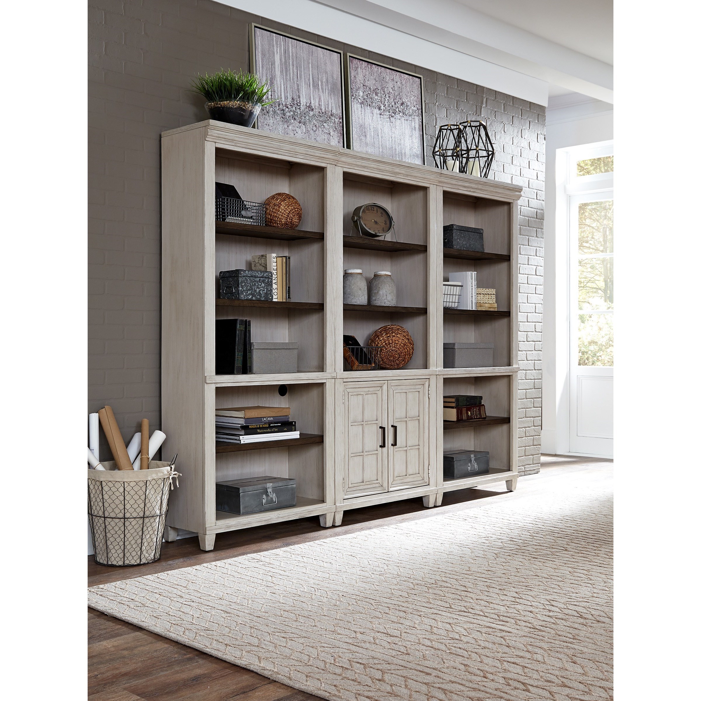 Aspenhome Caraway Farmhouse Bookcase Combination with Adjustable