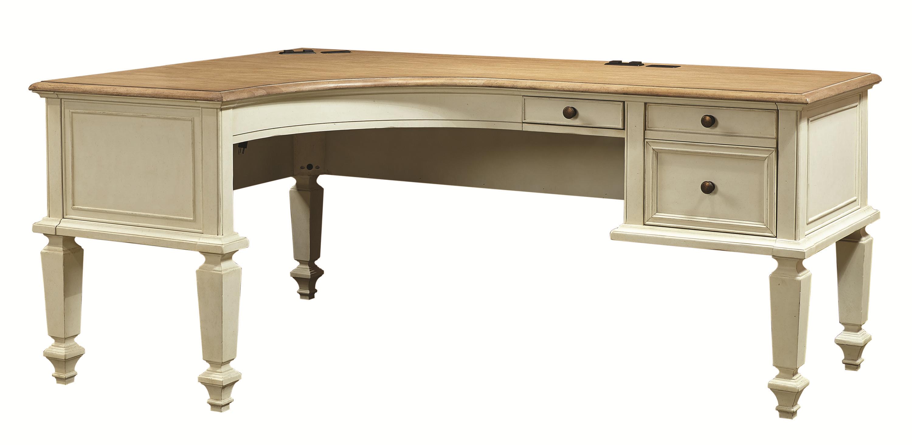 Aspenhome Cottonwood Curved Half Pedestal LShaped Desk with File