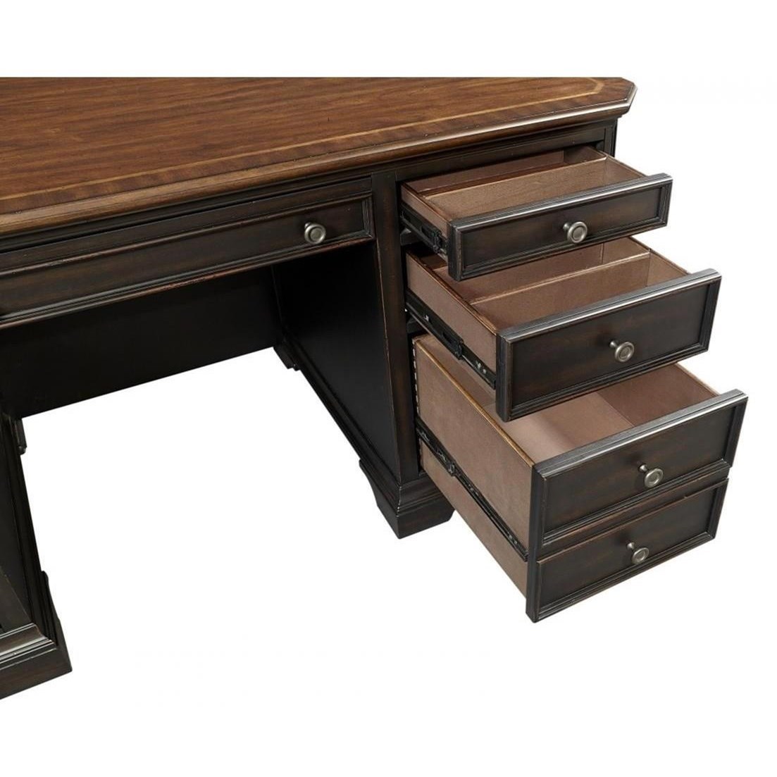 Aspenhome Hampton Transitional 8Drawer 66" Executive Desk with AC