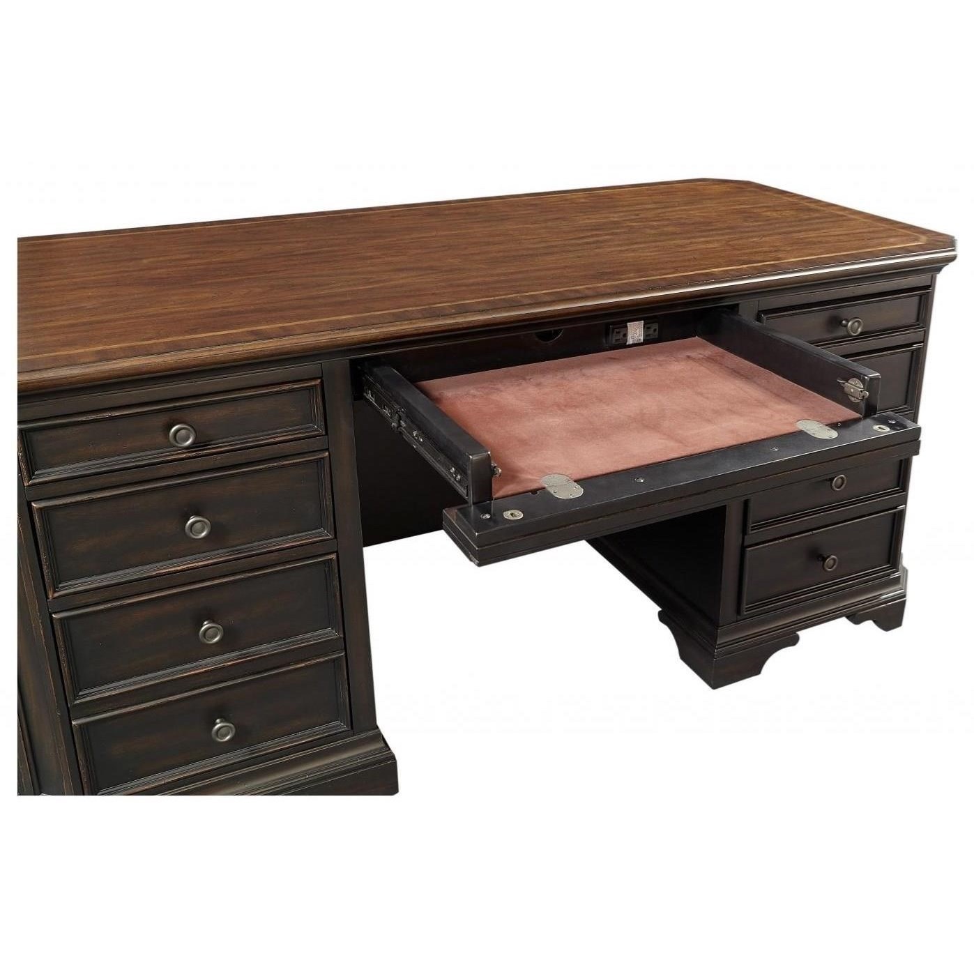 Aspenhome Hampton Transitional 8Drawer 66" Executive Desk with AC