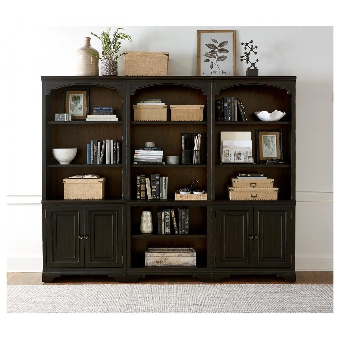 Hampton Transitional Door Bookcase with Adjustable/Removable Shelving