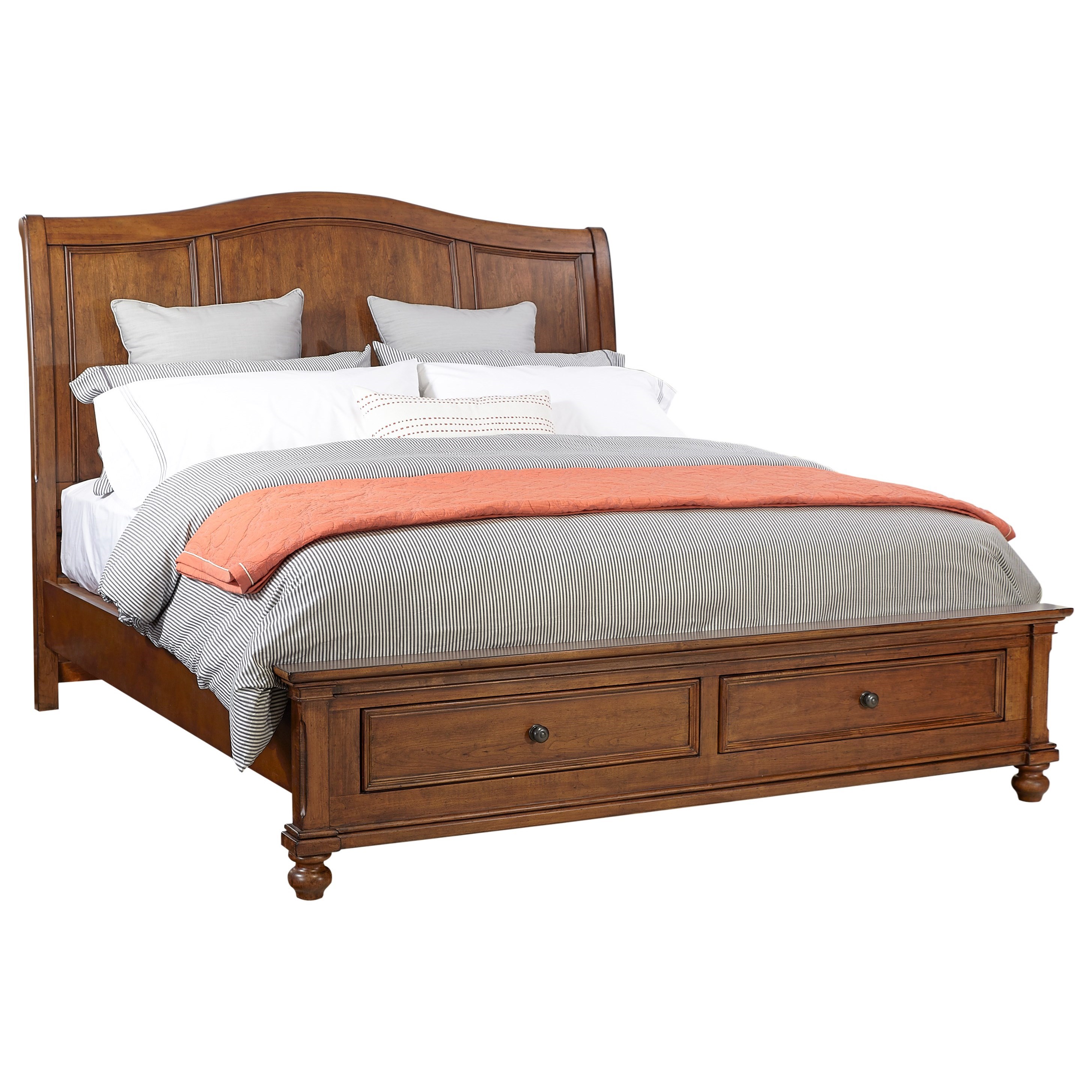 Aspenhome Oxford Transitional California King Sleigh Storage Bed with