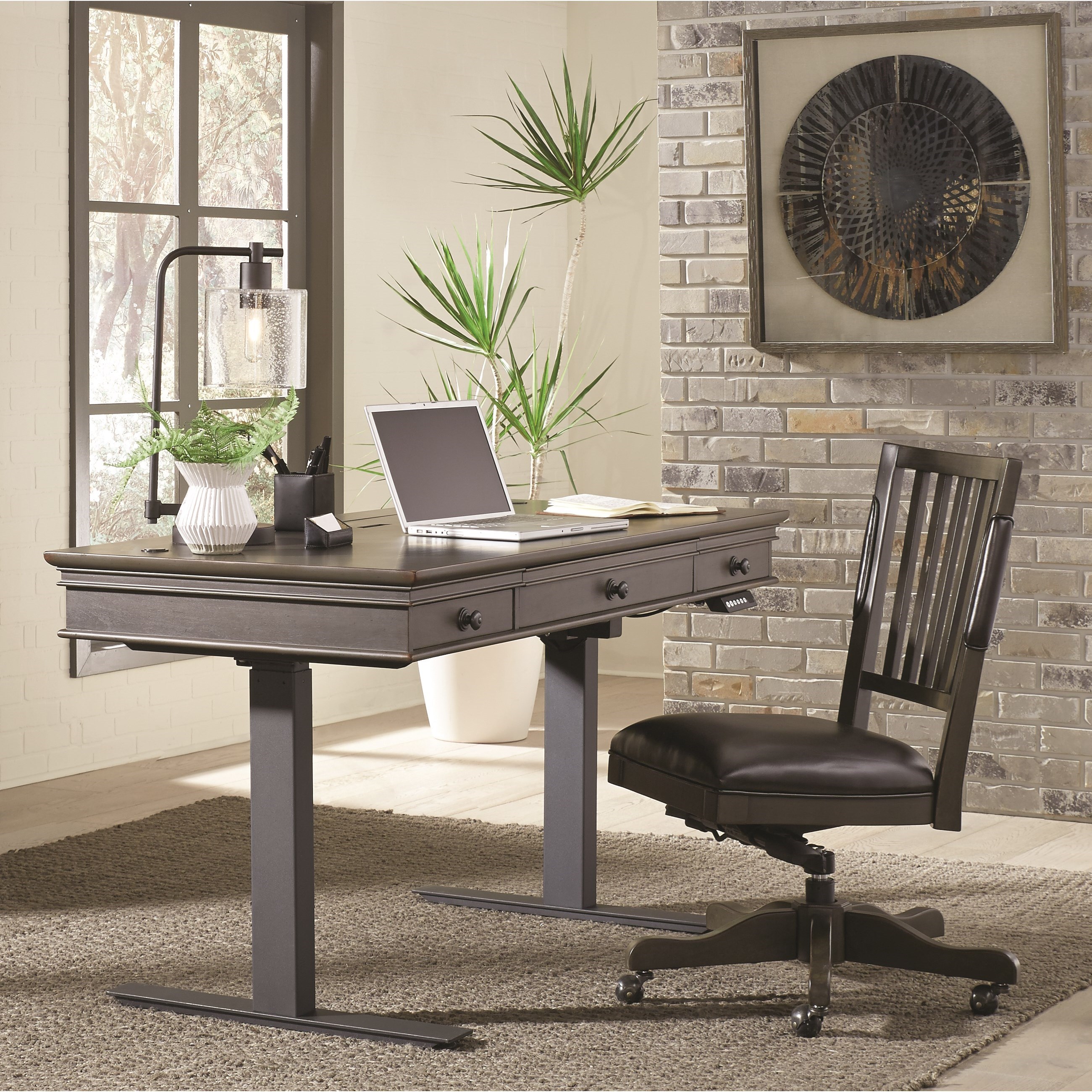 Birch Home Oxford 60 Adjustable Desk With Outlets And USB Ports 