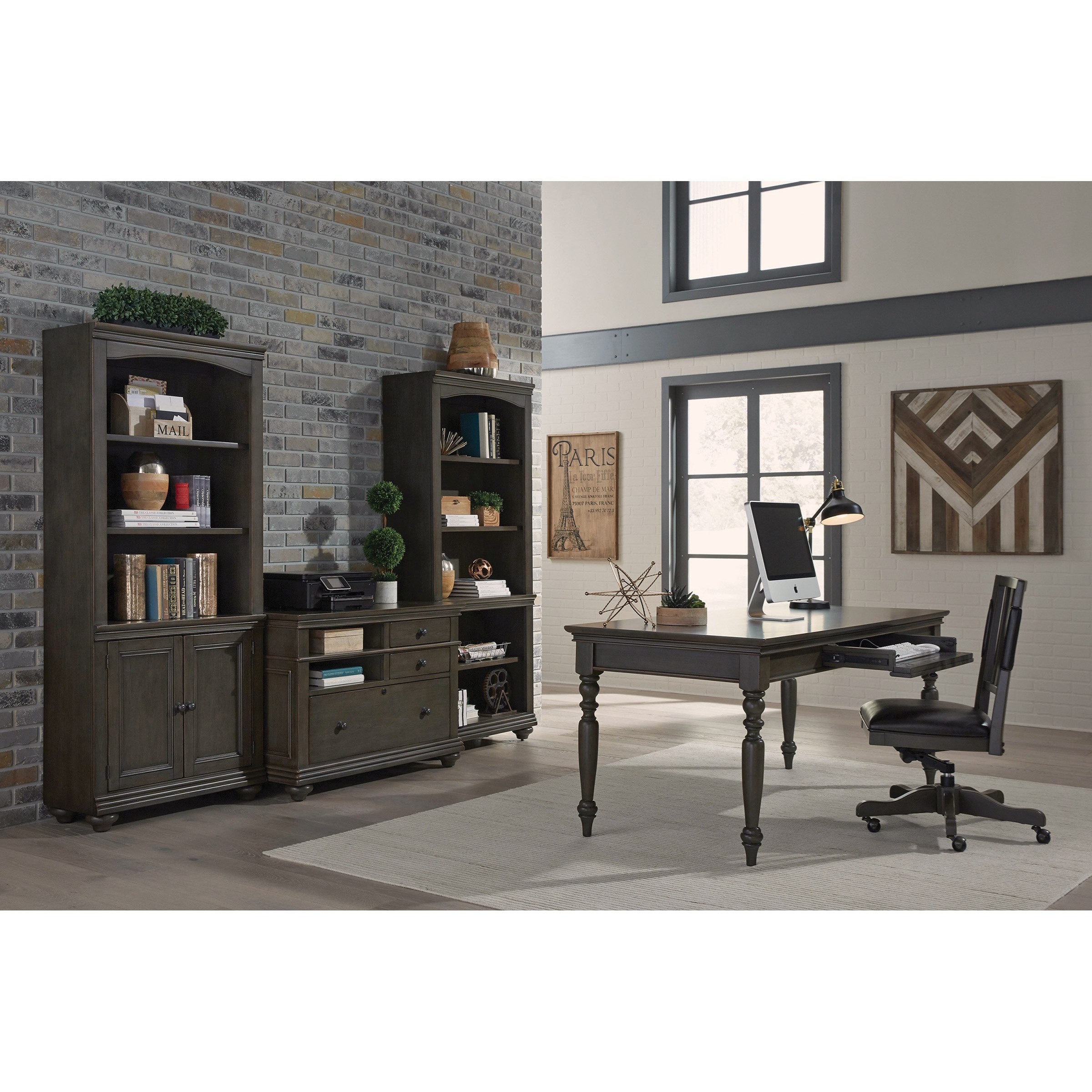 Aspenhome Oxford 72" Writing Desk with DropFront Keyboard Drawer