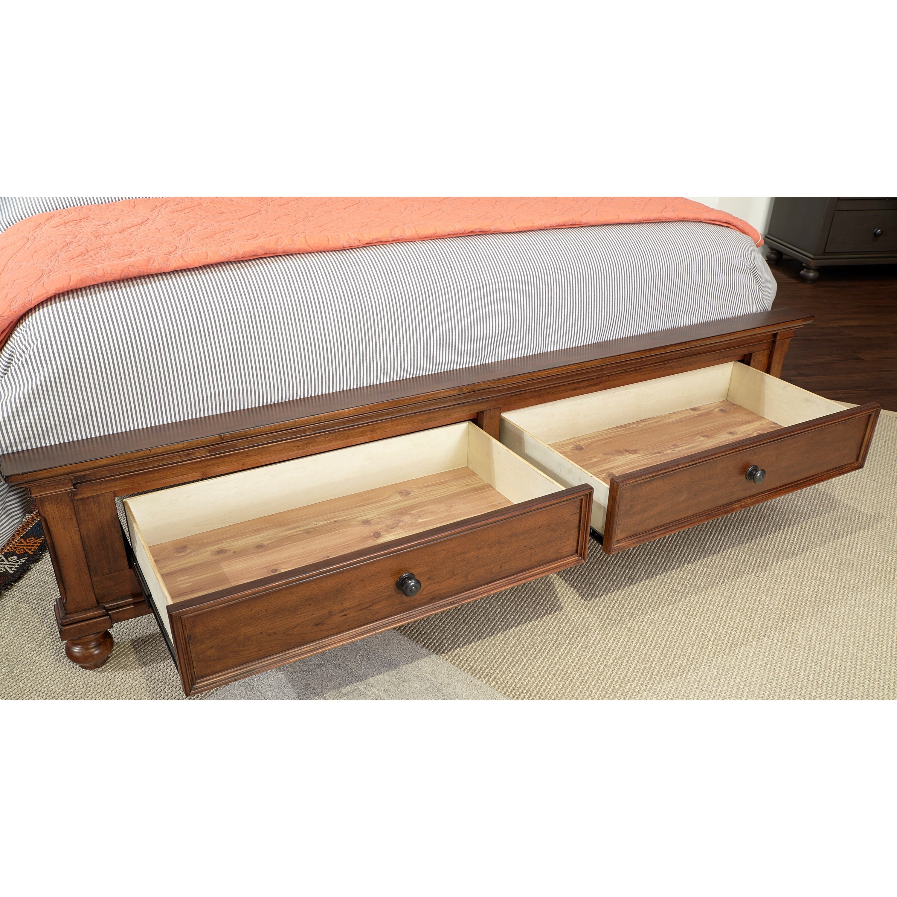 Aspenhome Oxford Transitional King Sleigh Storage Bed with USB Ports