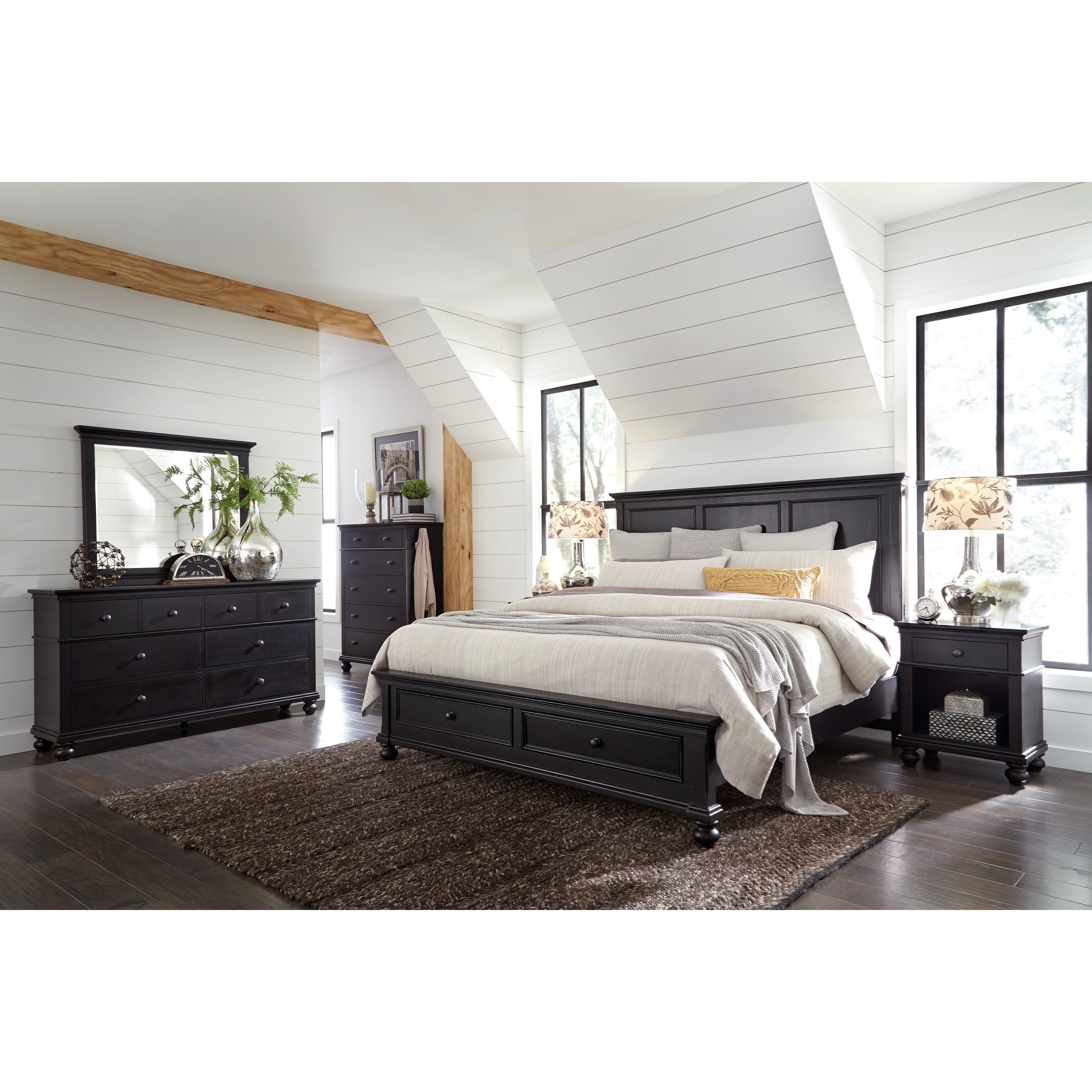 Aspenhome Oxford Transitional Queen Panel Storage Bed with USB Ports