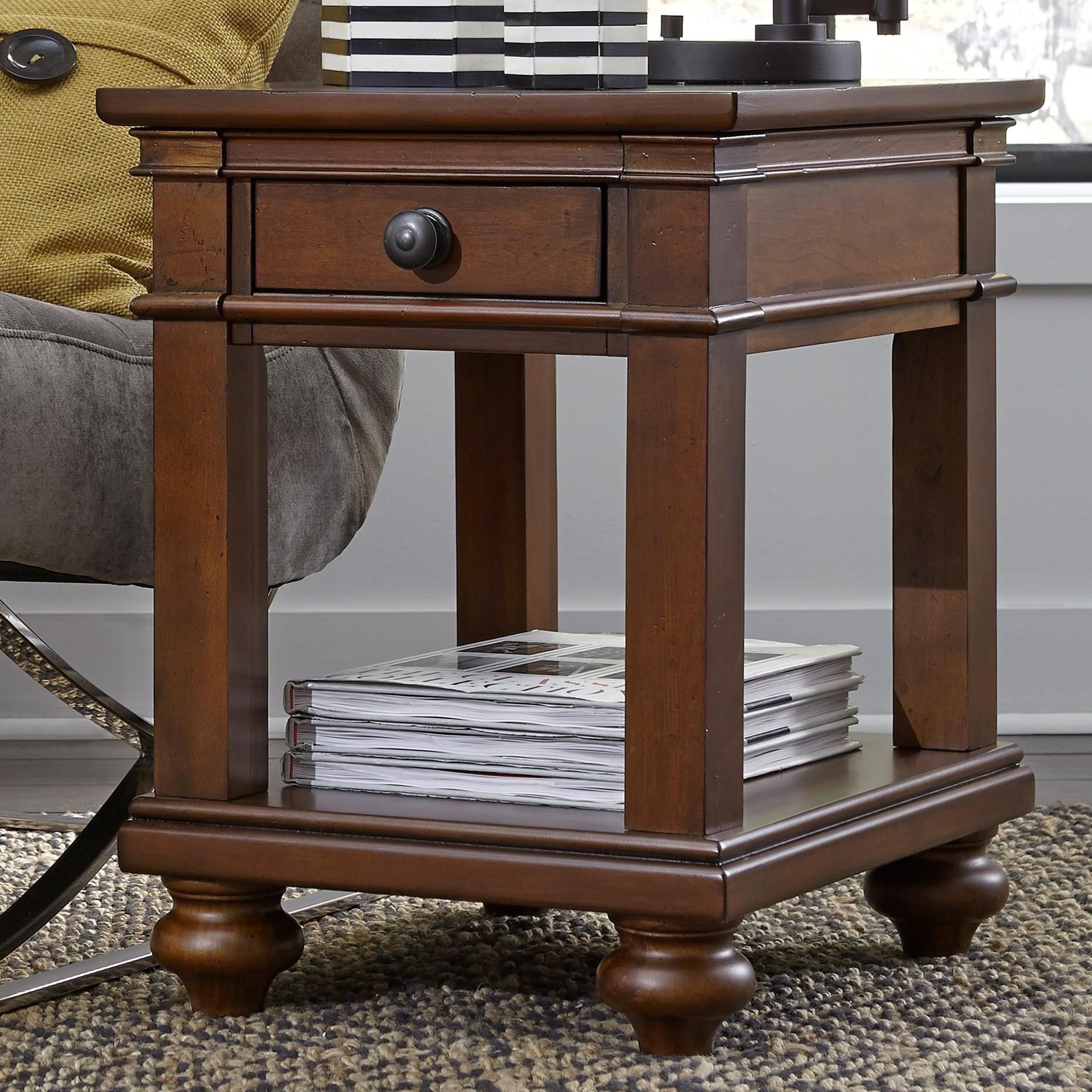 Aspenhome Oxford One Drawer Chairside Table with Turned Feet Wayside Furniture Occ End Tables