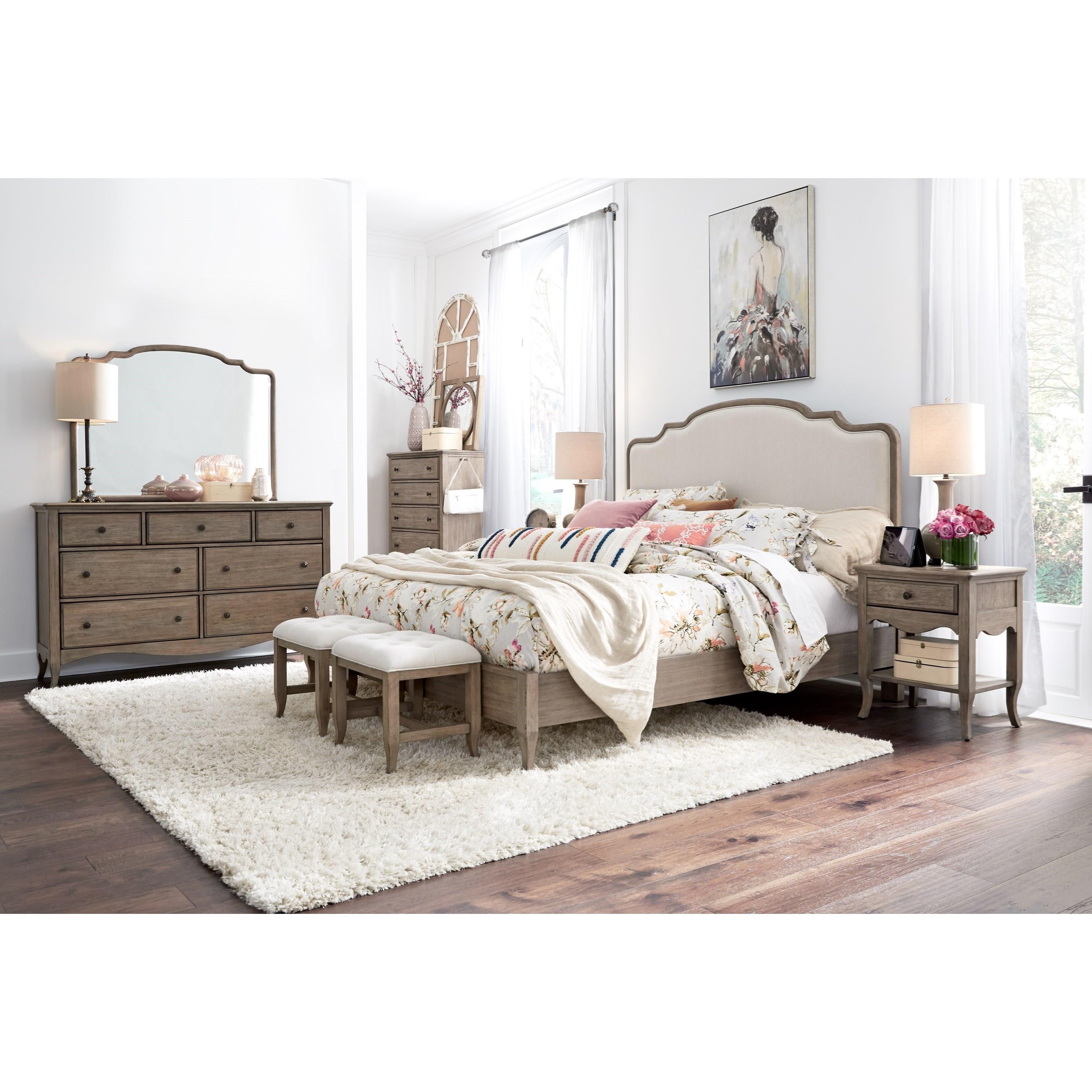 Aspenhome Provence Casual King Upholstered Panel Bed Reeds Furniture
