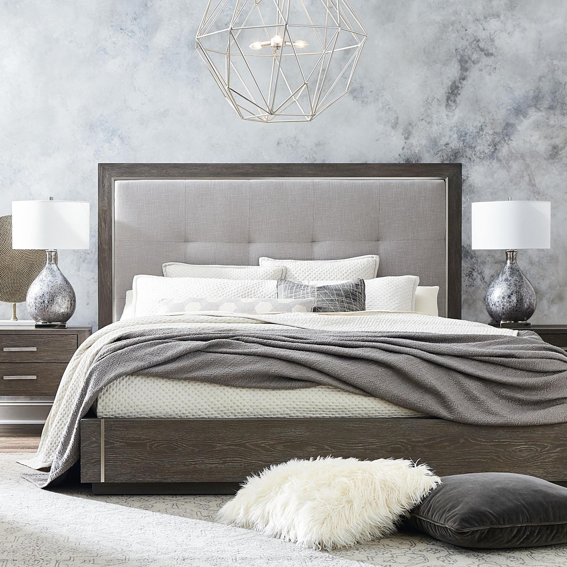 Bassett Modern Astor and Rivoli Modern Queen Bed with Upholstered