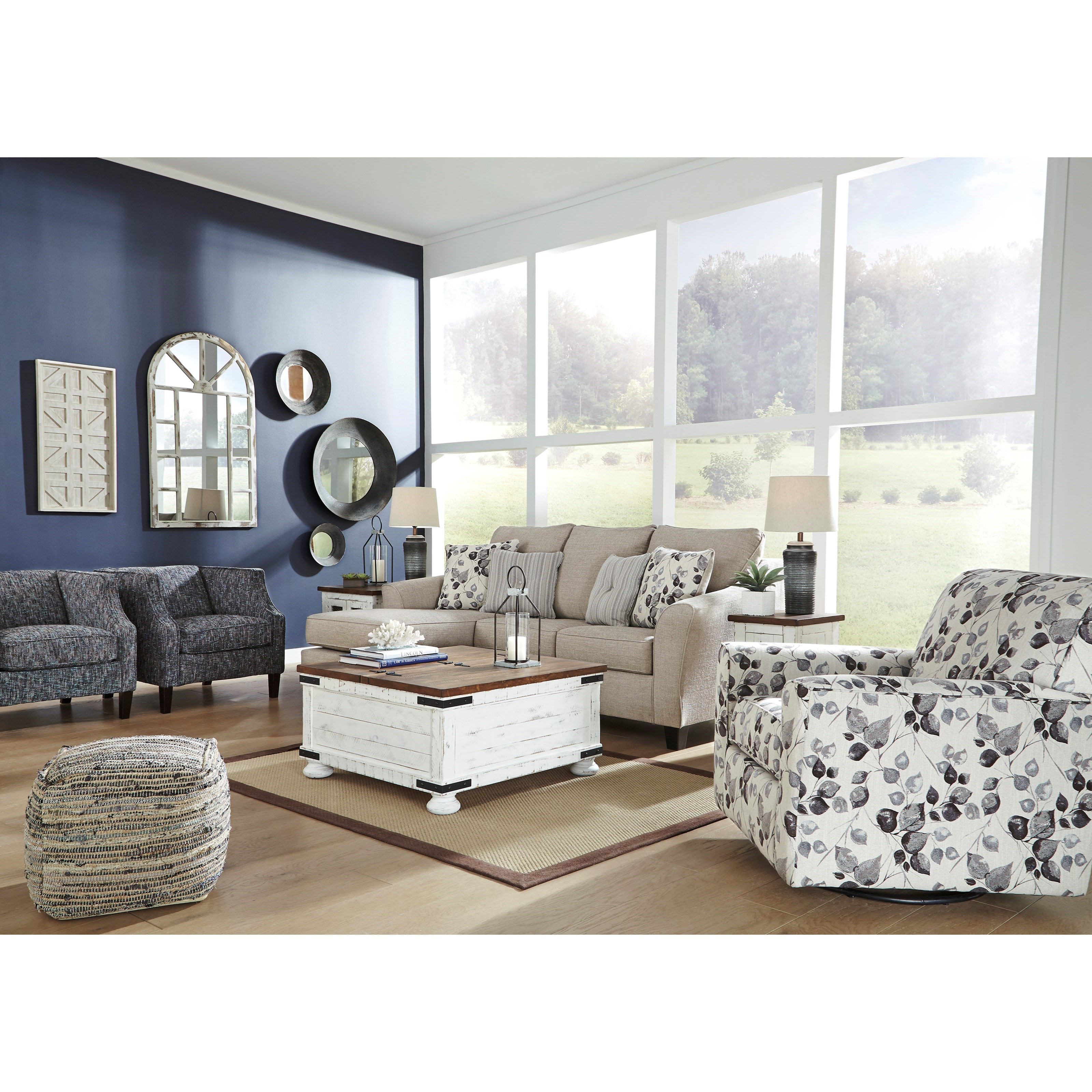 Benchcraft Abney Swivel Accent Chair with Track Arms | Sheely's