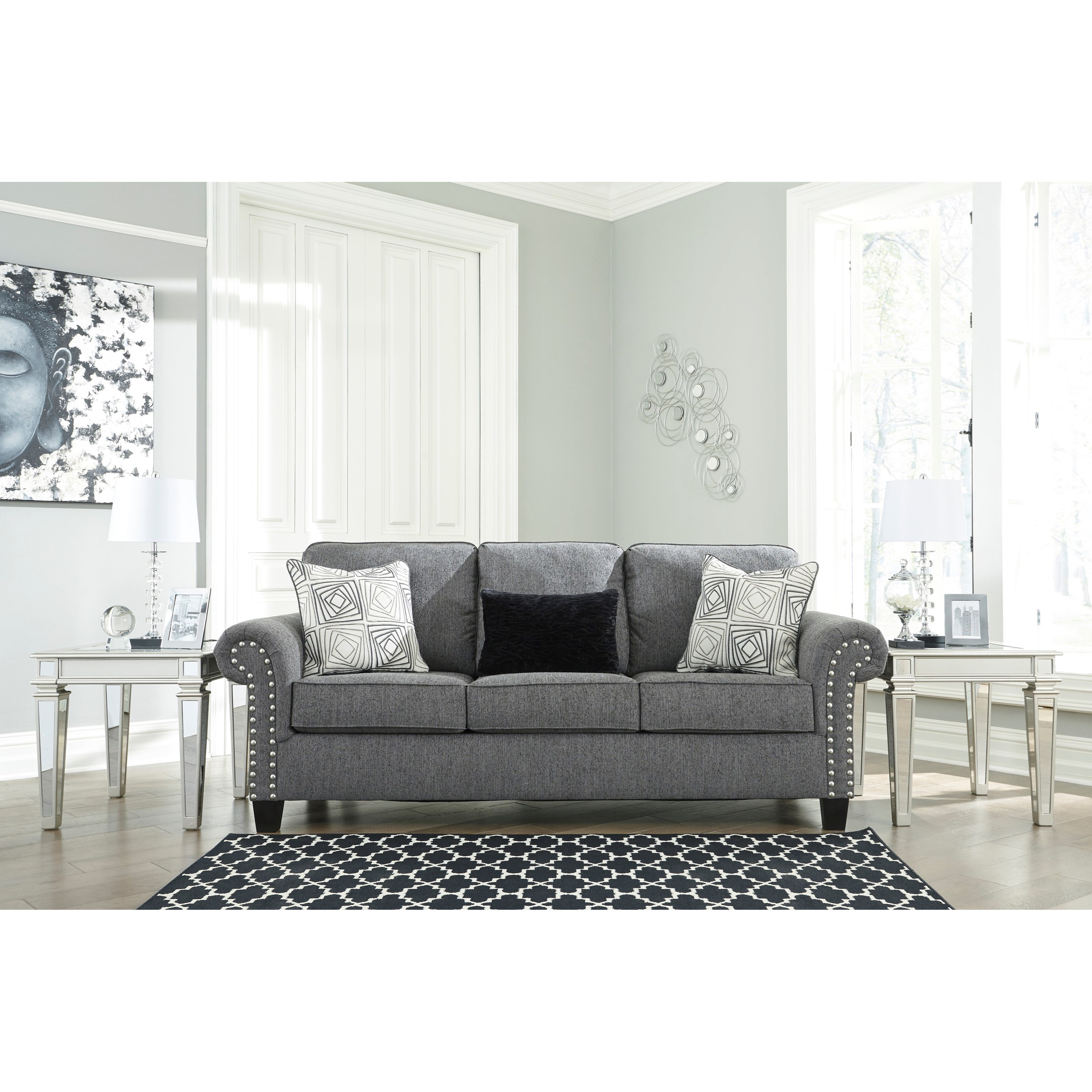 Benchcraft by Ashley Agleno Contemporary Sofa with Nailhead Trim