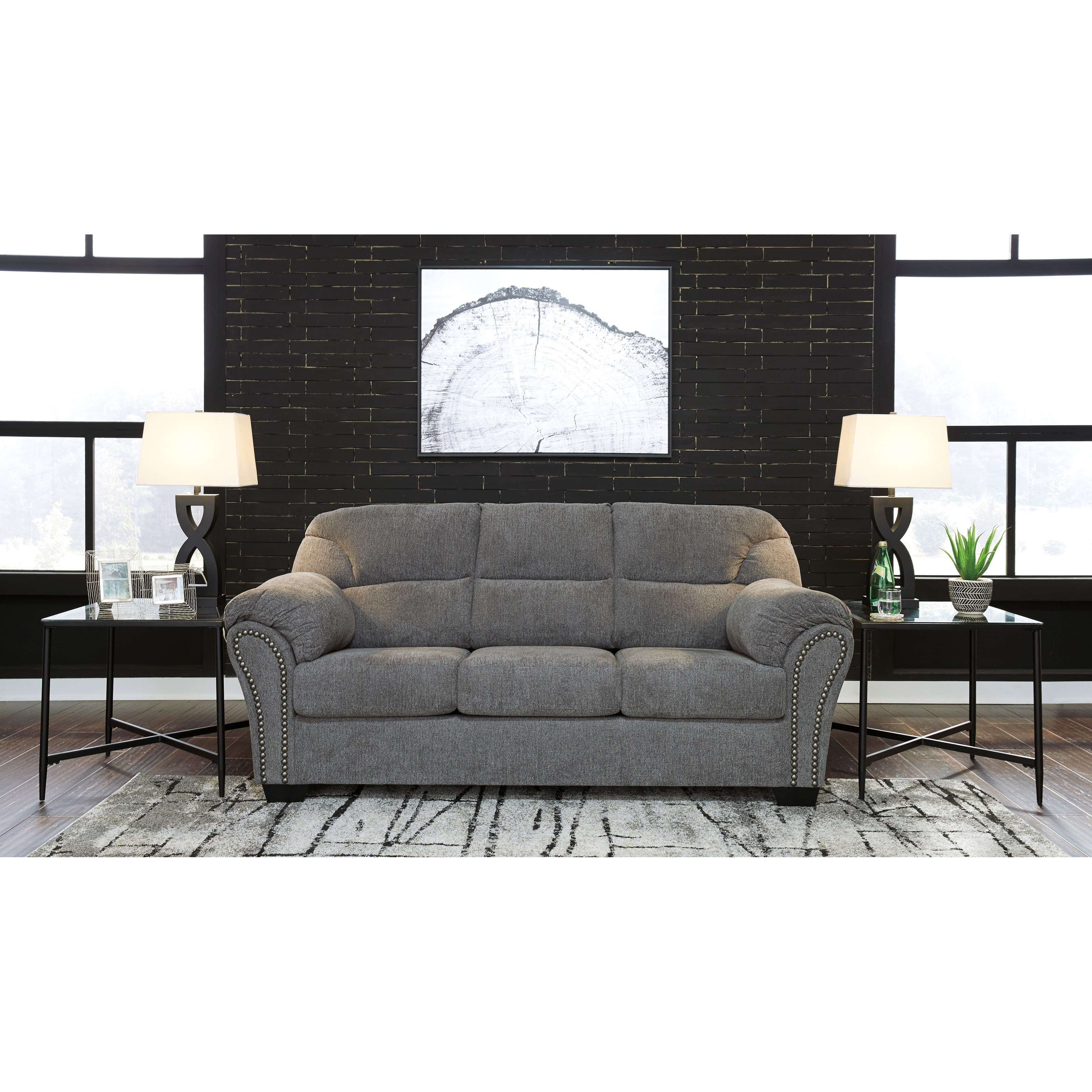 Benchcraft by Ashley Allmaxx Sofa with Pillow Arms and Nailhead Trim