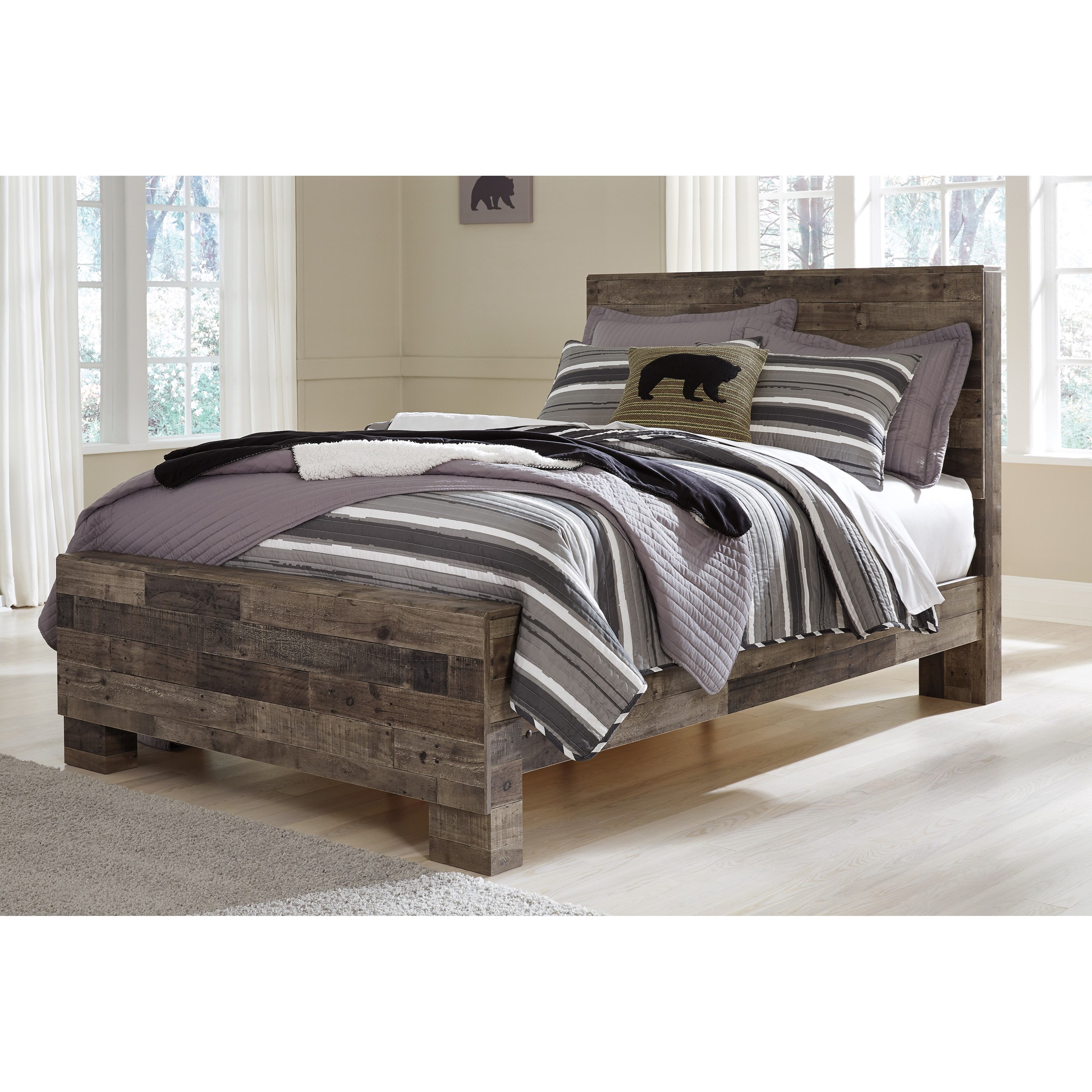 Ashley Derekson Rustic Modern Full Panel Bed Godby Home Furnishings Panel Beds