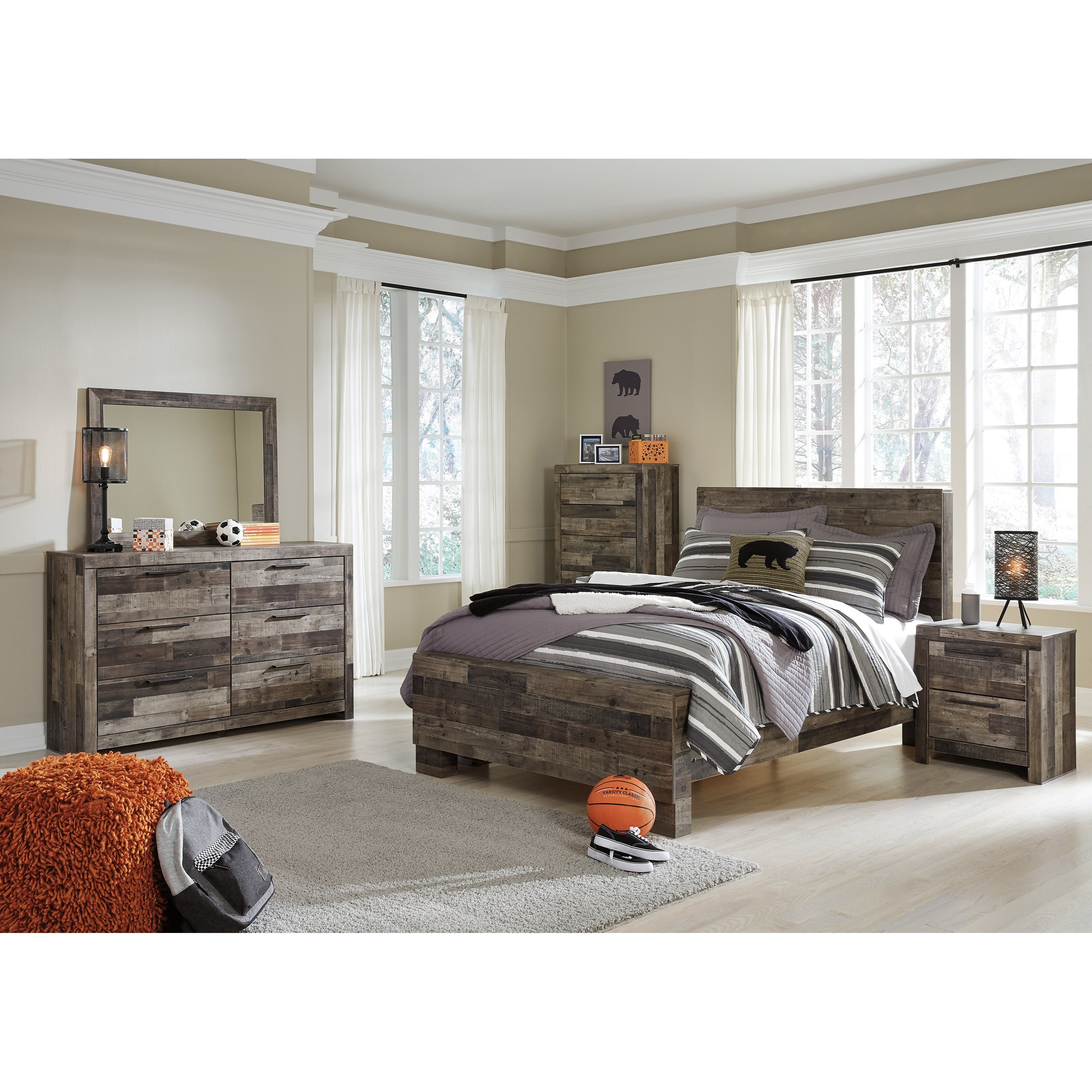 Benchcraft by Ashley Derekson Rustic Modern Full Panel Bed Royal