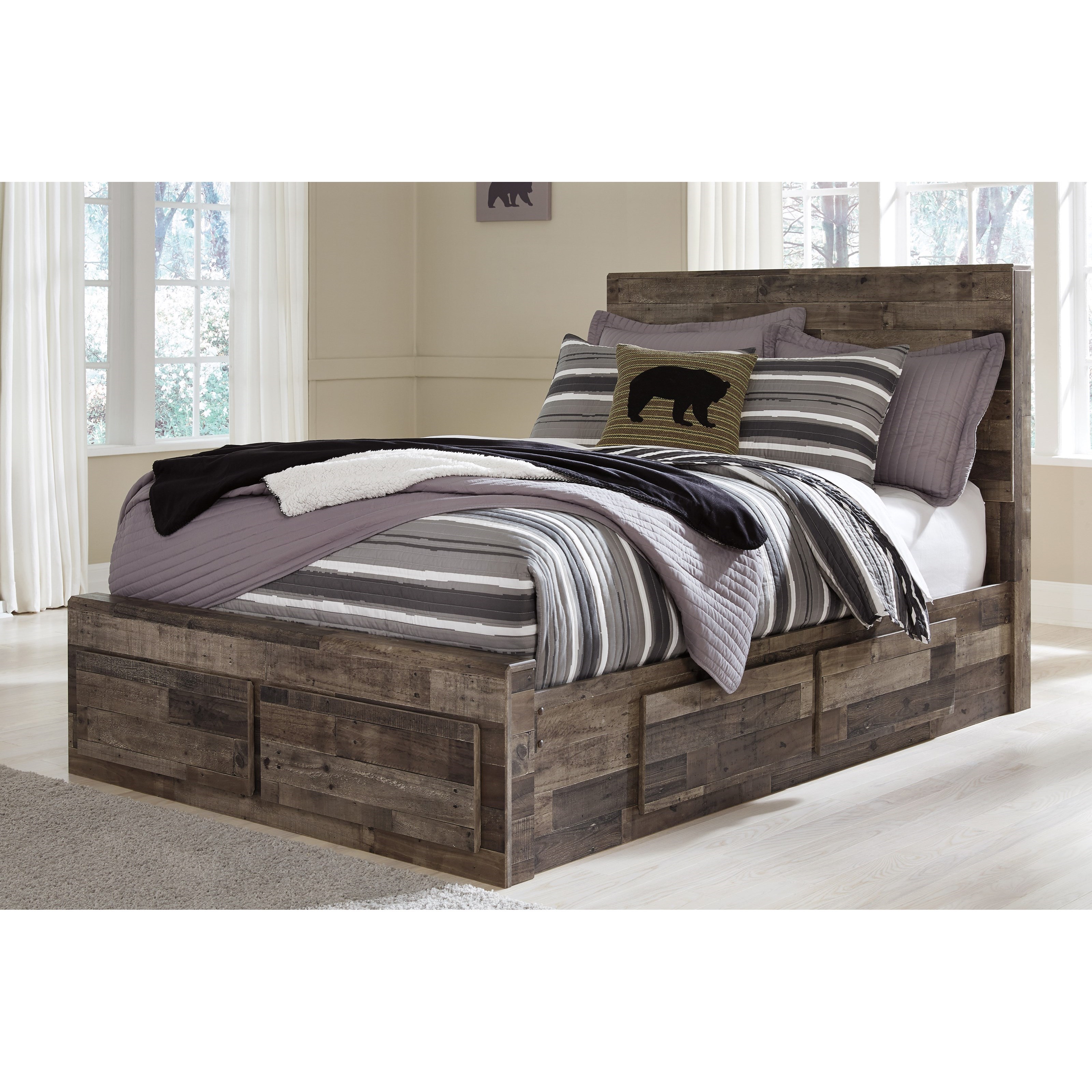 Benchcraft by Ashley Derekson Rustic Modern Full Storage Bed with 6