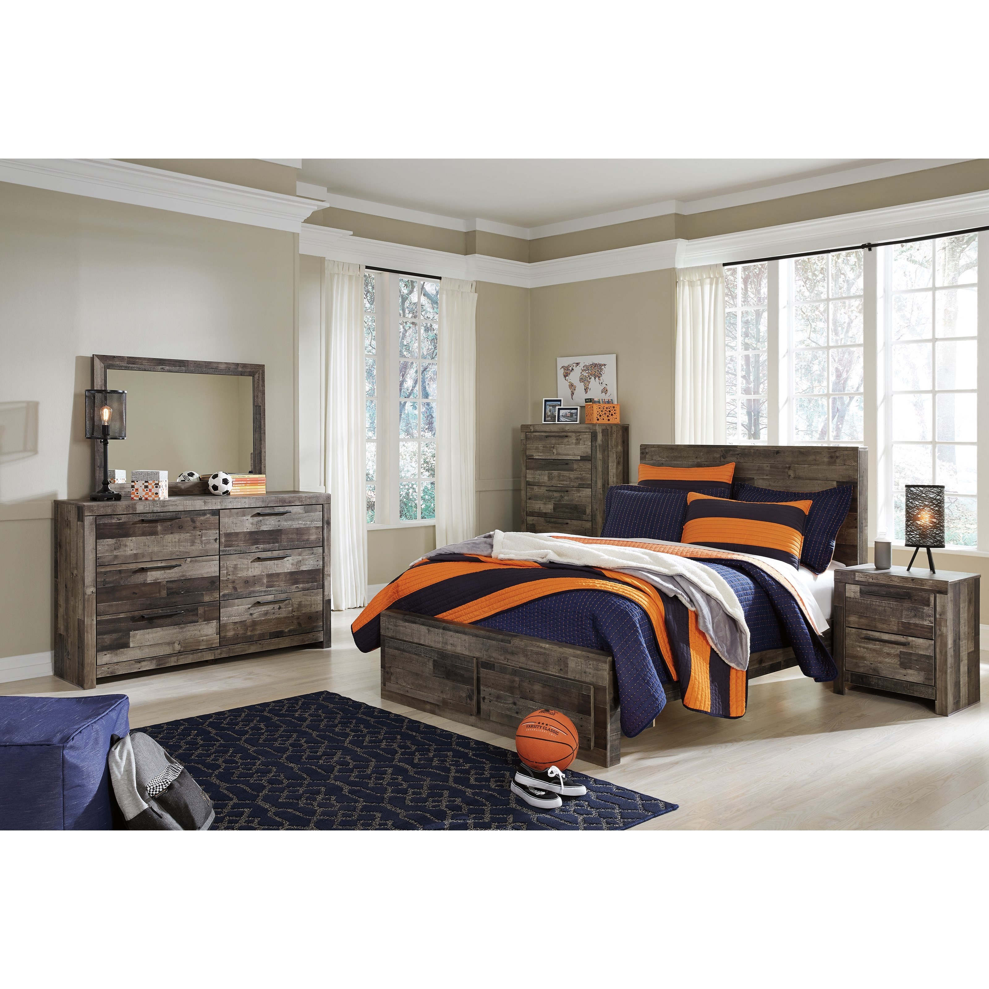 Benchcraft by Ashley Derekson Rustic Modern Full Storage Bed with 2