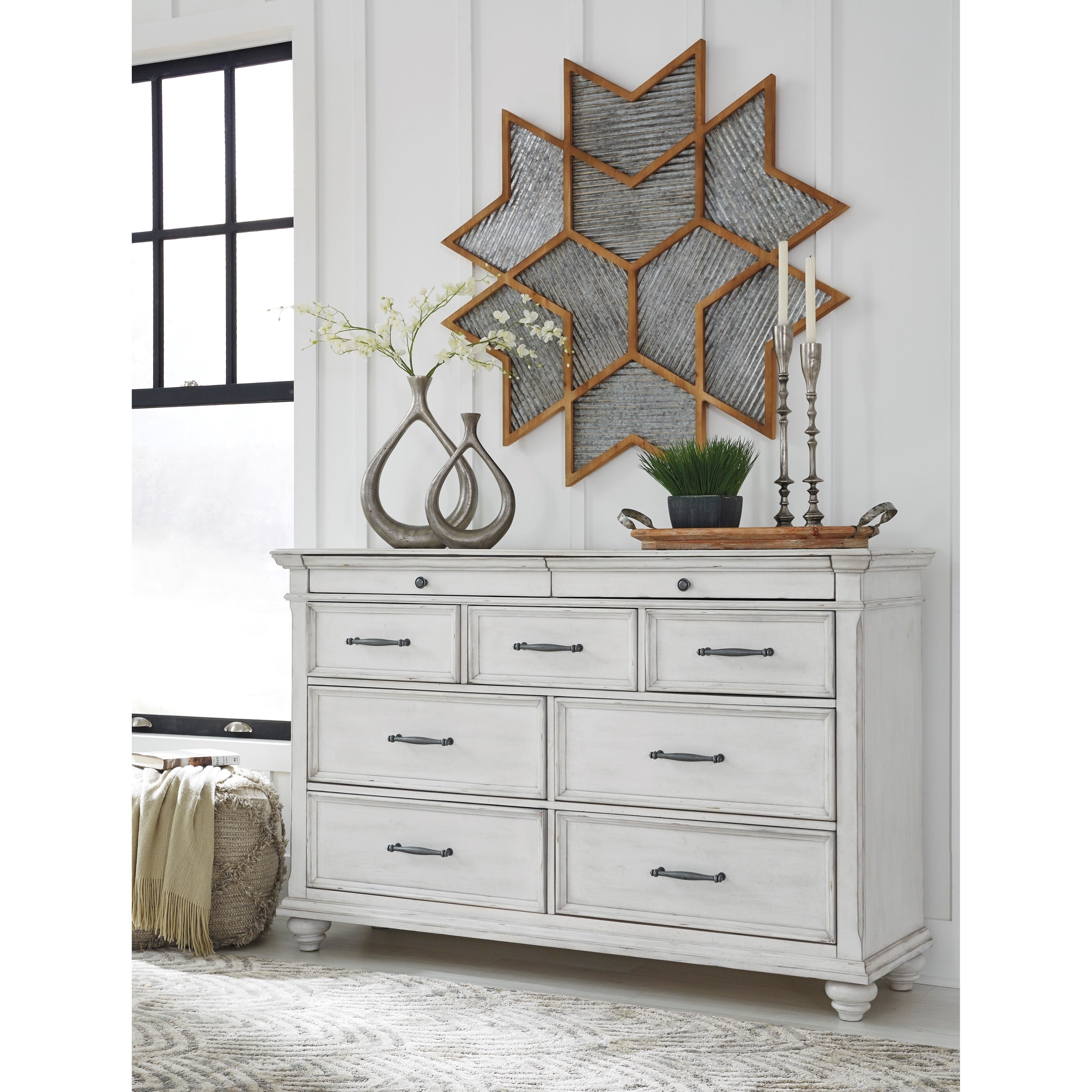 Benchcraft by Ashley Kanwyn Cottage 9Drawer Dresser with Distressed