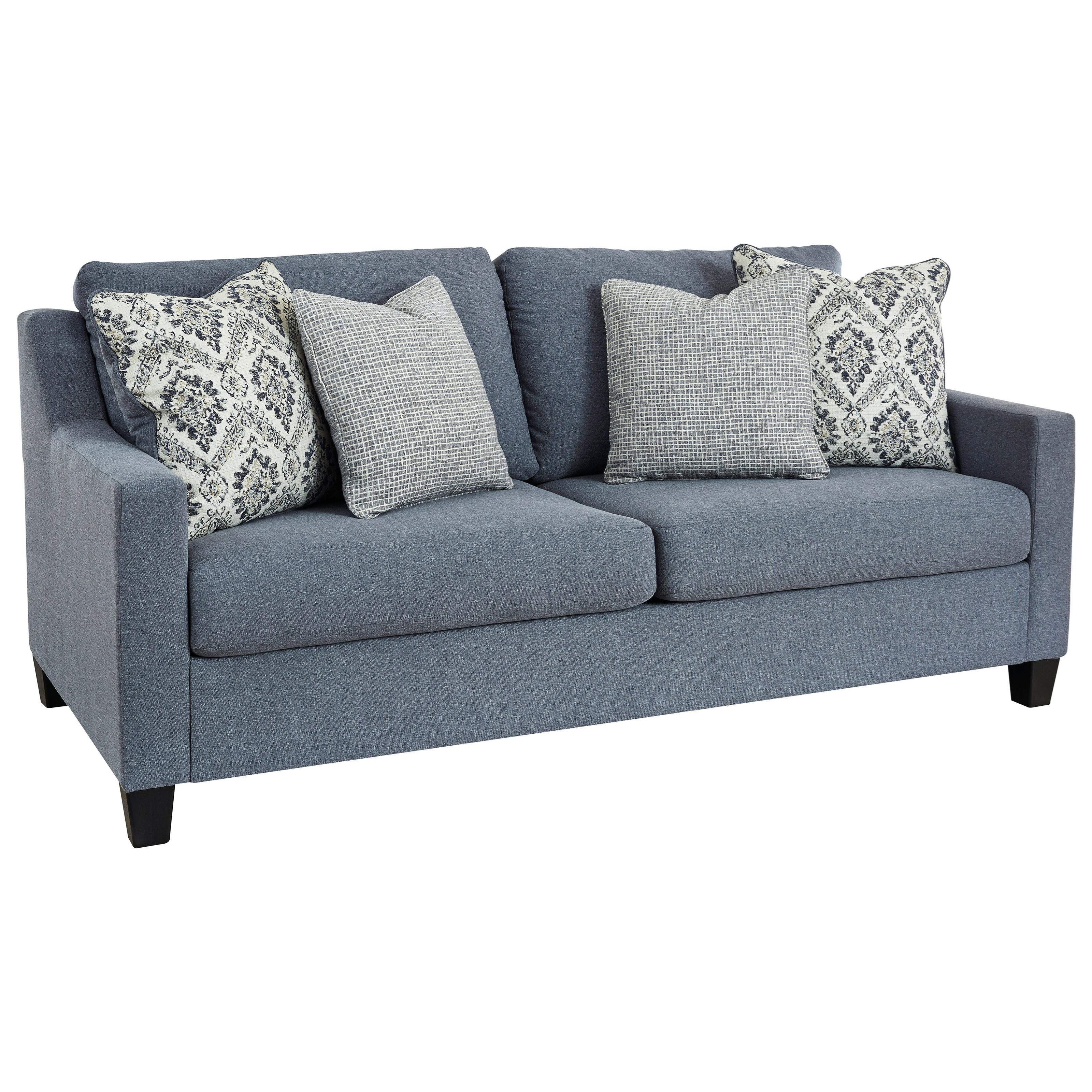 Benchcraft by Ashley Lemly Contemporary Sofa in Blue Fabric | Royal
