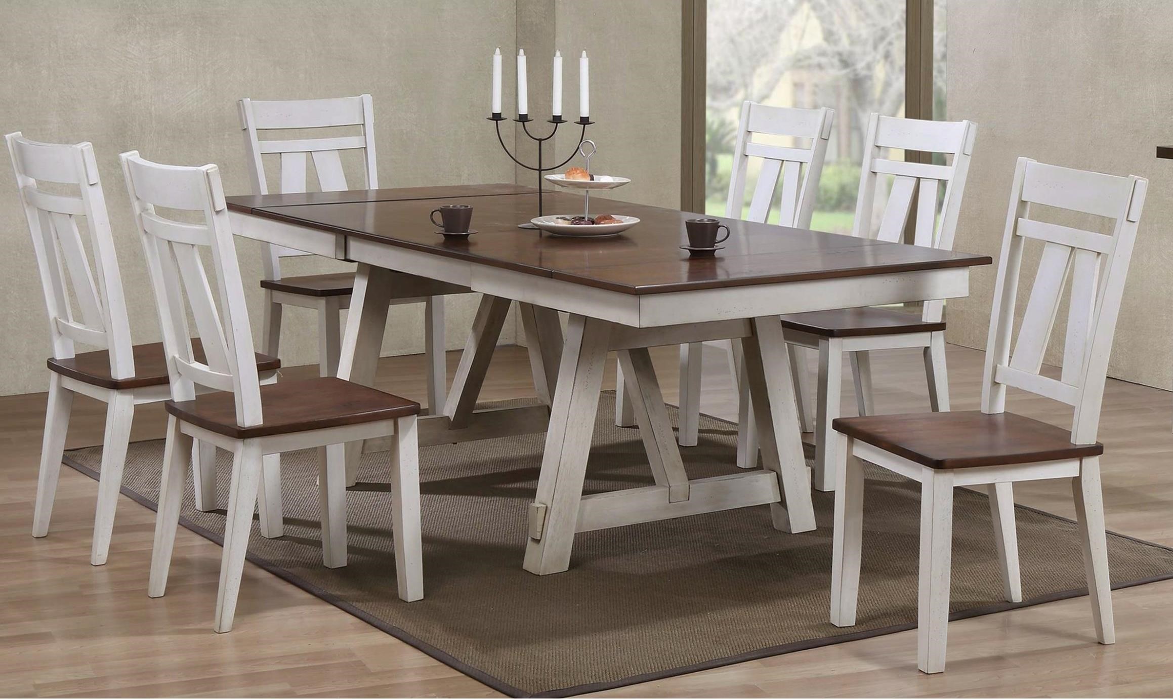 Bernards Winslow 7Piece TwoTone Refectory Table Set Royal Furniture