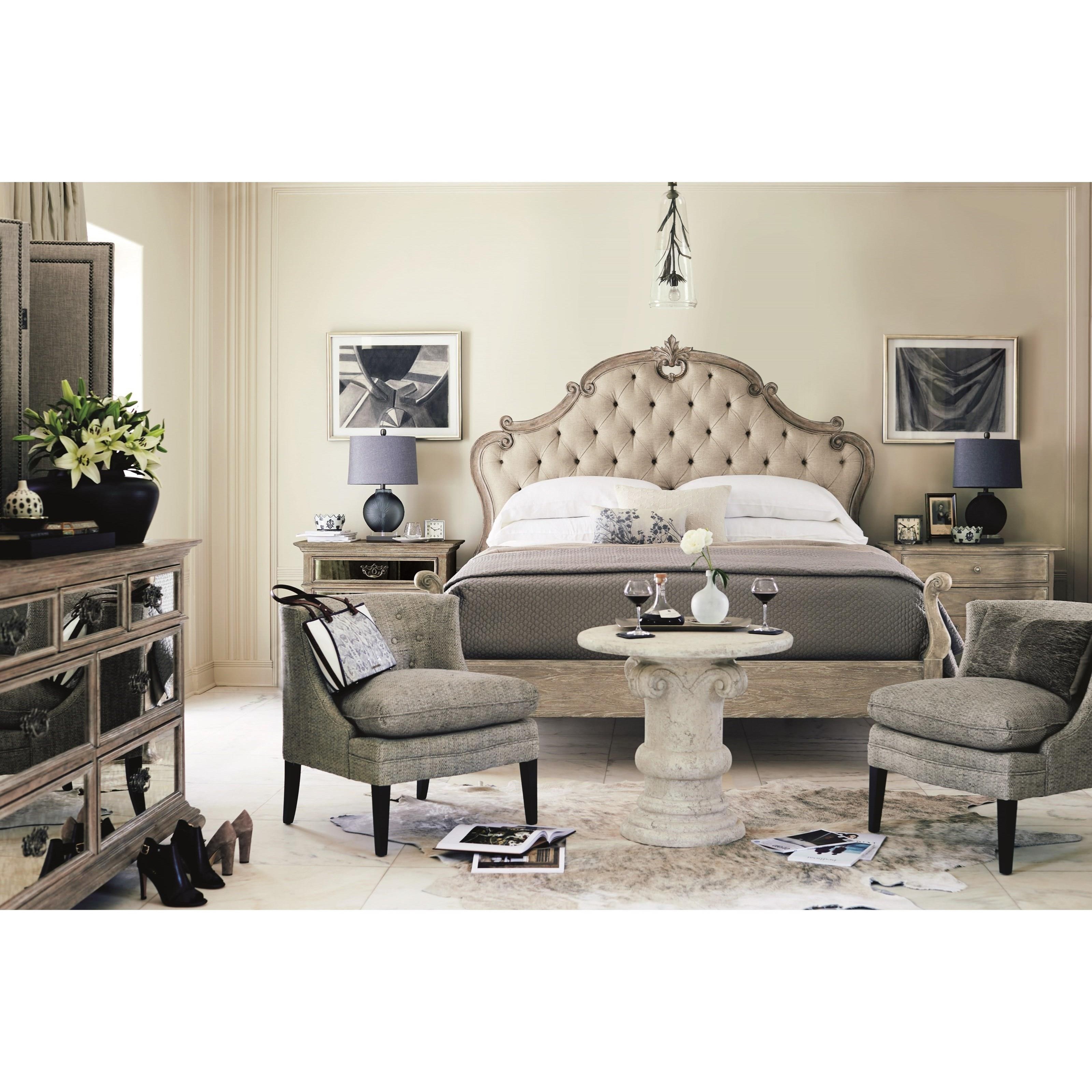Bernhardt Campania California King Tufted Panel Bed with Serpentine