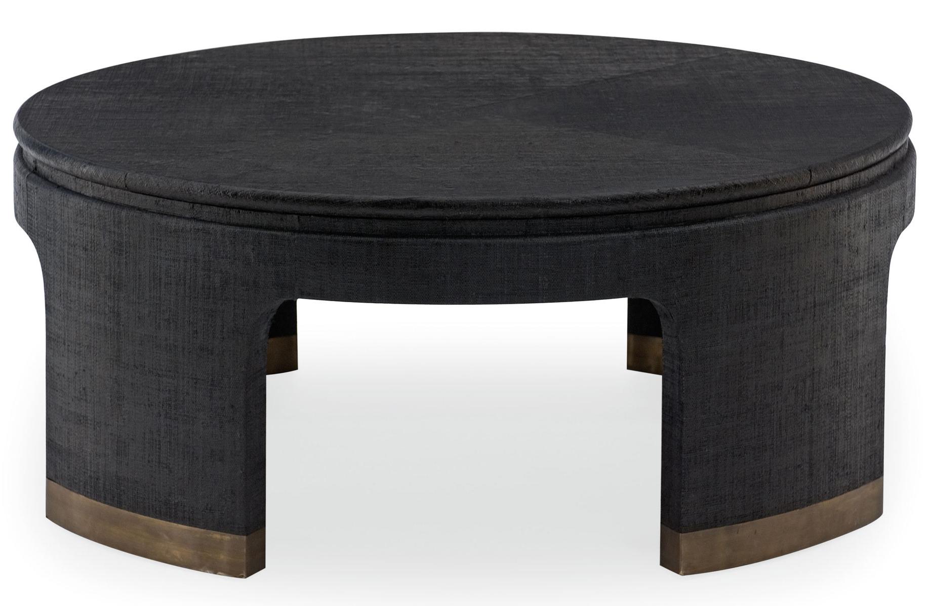 Bernhardt Dubois 421015 Round RafiaCovered Cocktail Table with Metal