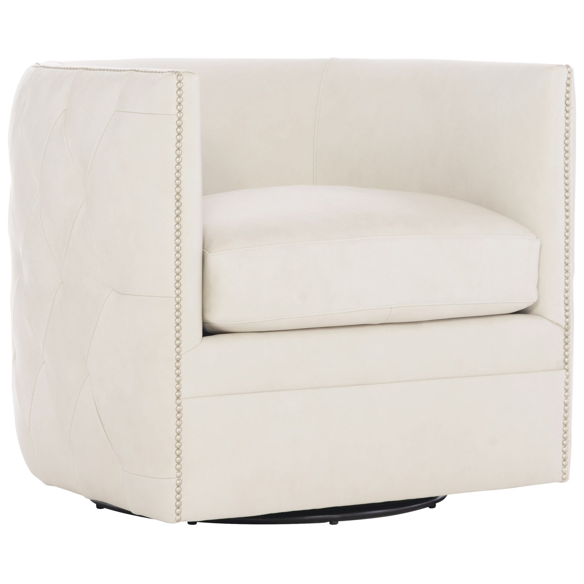 Bernhardt Palazzo Transitional Leather Swivel Barrel Chair with