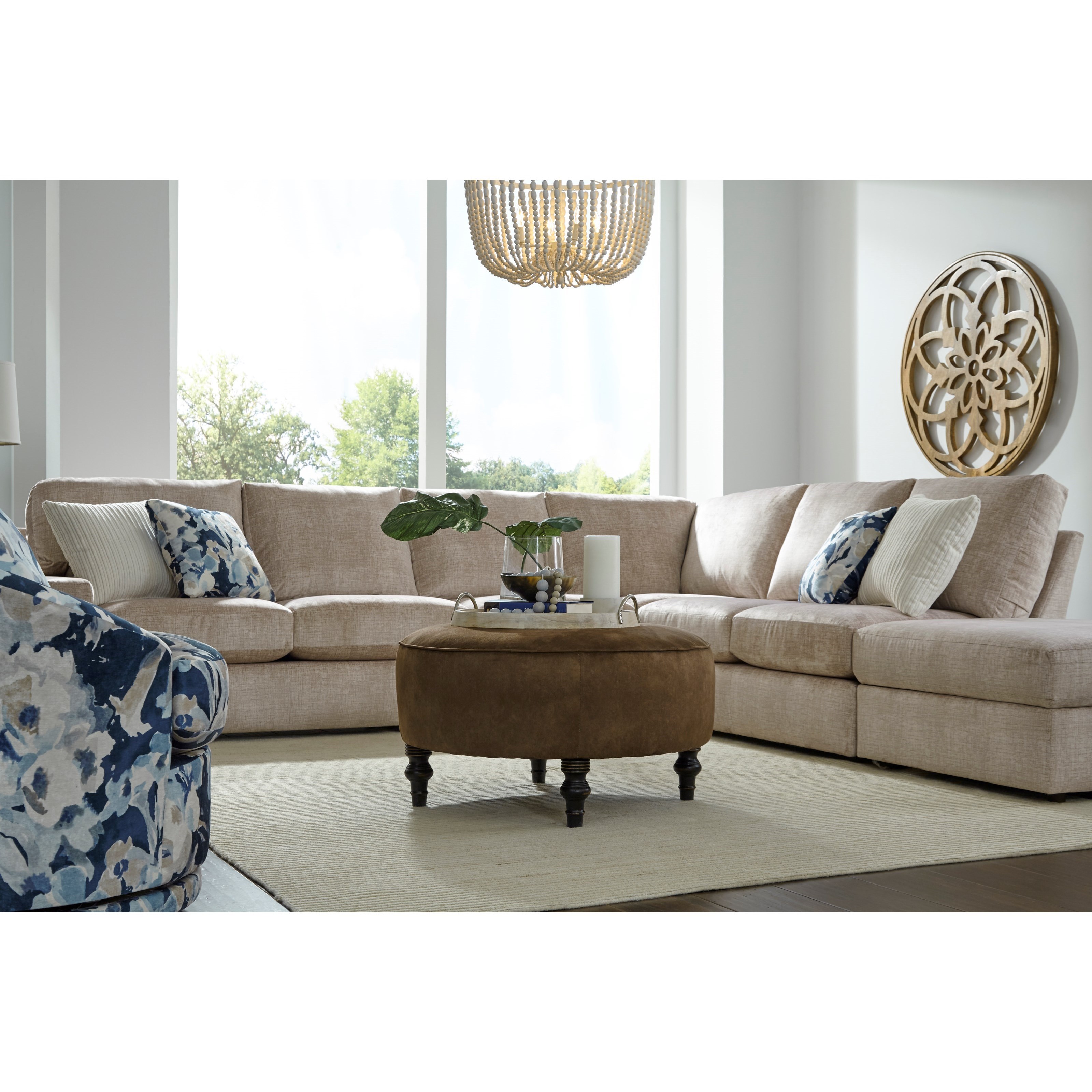 Best Home Furnishings Dovely Casual FiveSeat Sectional Sofa with RAF Storage Ottoman Piece (Non